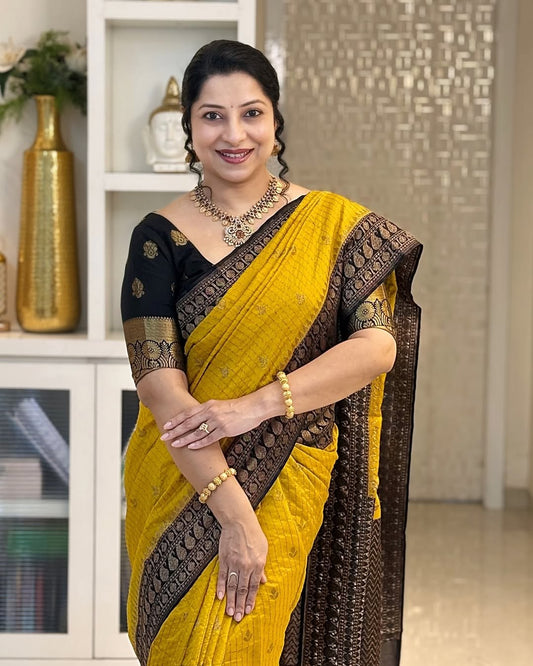 Banarasi Soft Lichi Silk Saree with Jacquard Work