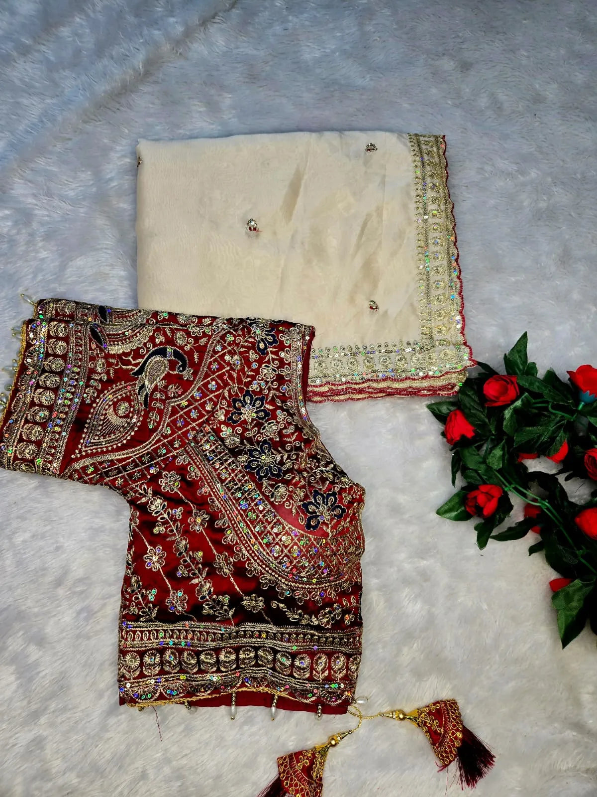 Premium Soft Rangoli Silk Saree with Multi-Sequin Embroidery & Designer C Pallu