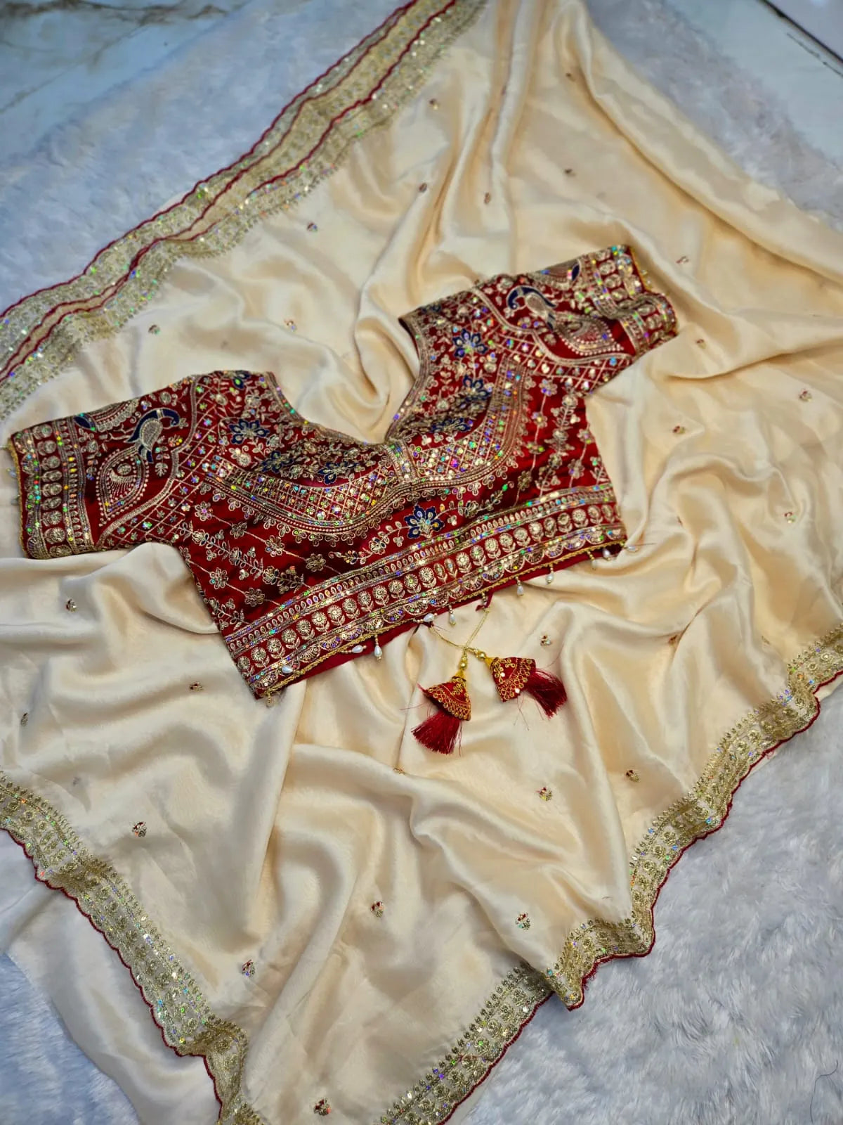 Premium Soft Rangoli Silk Saree with Multi-Sequin Embroidery & Designer C Pallu