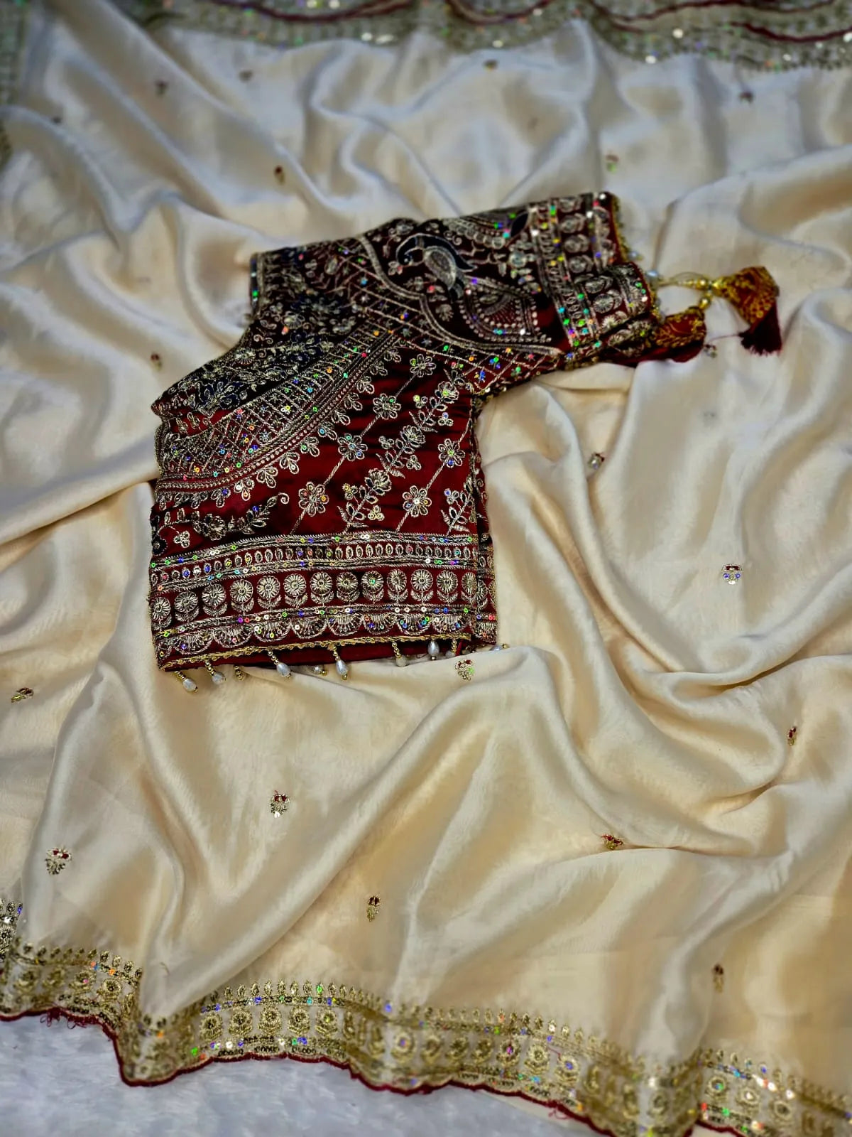 Premium Soft Rangoli Silk Saree with Multi-Sequin Embroidery & Designer C Pallu