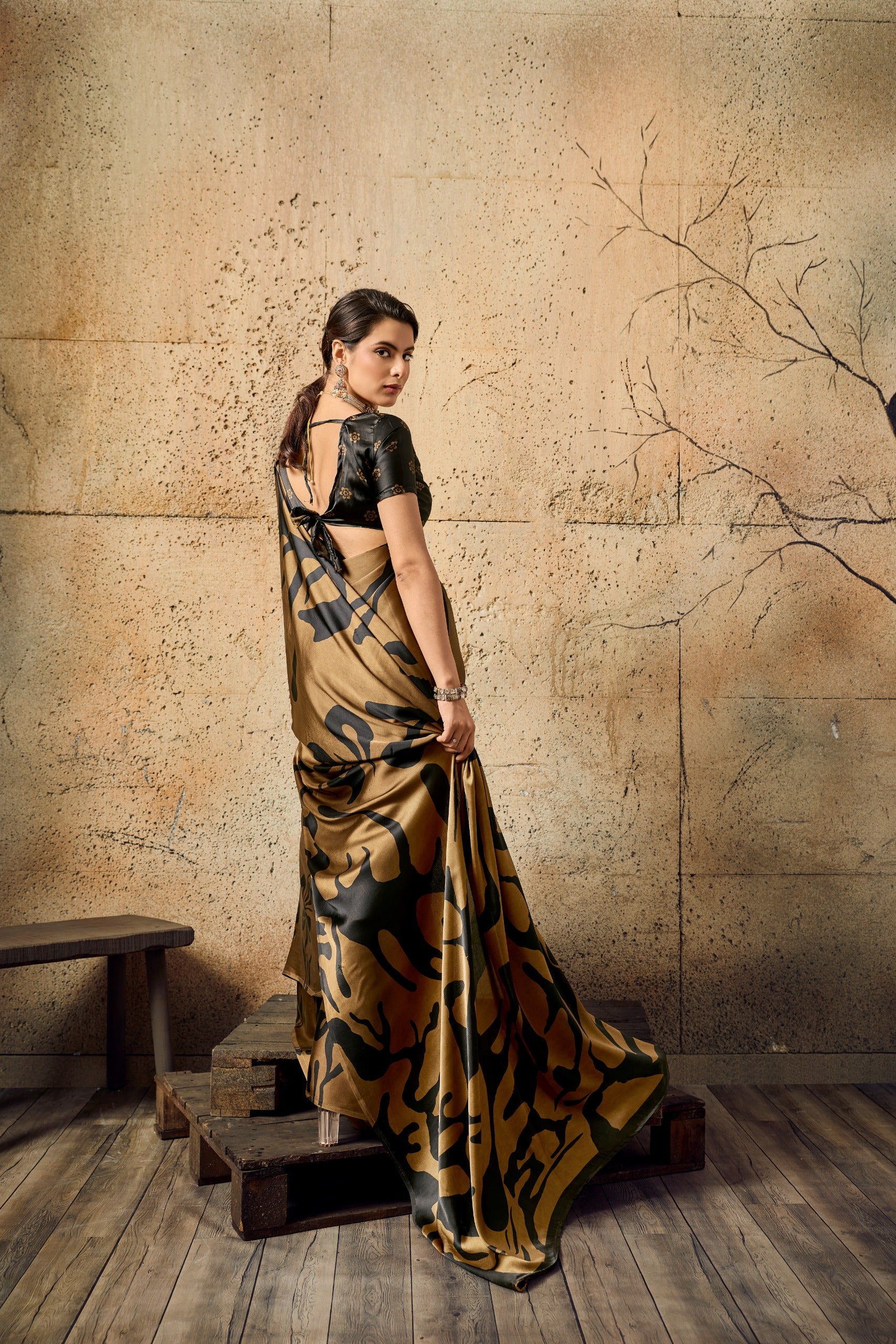 Pure Ajrakh Modal Satin Print Saree