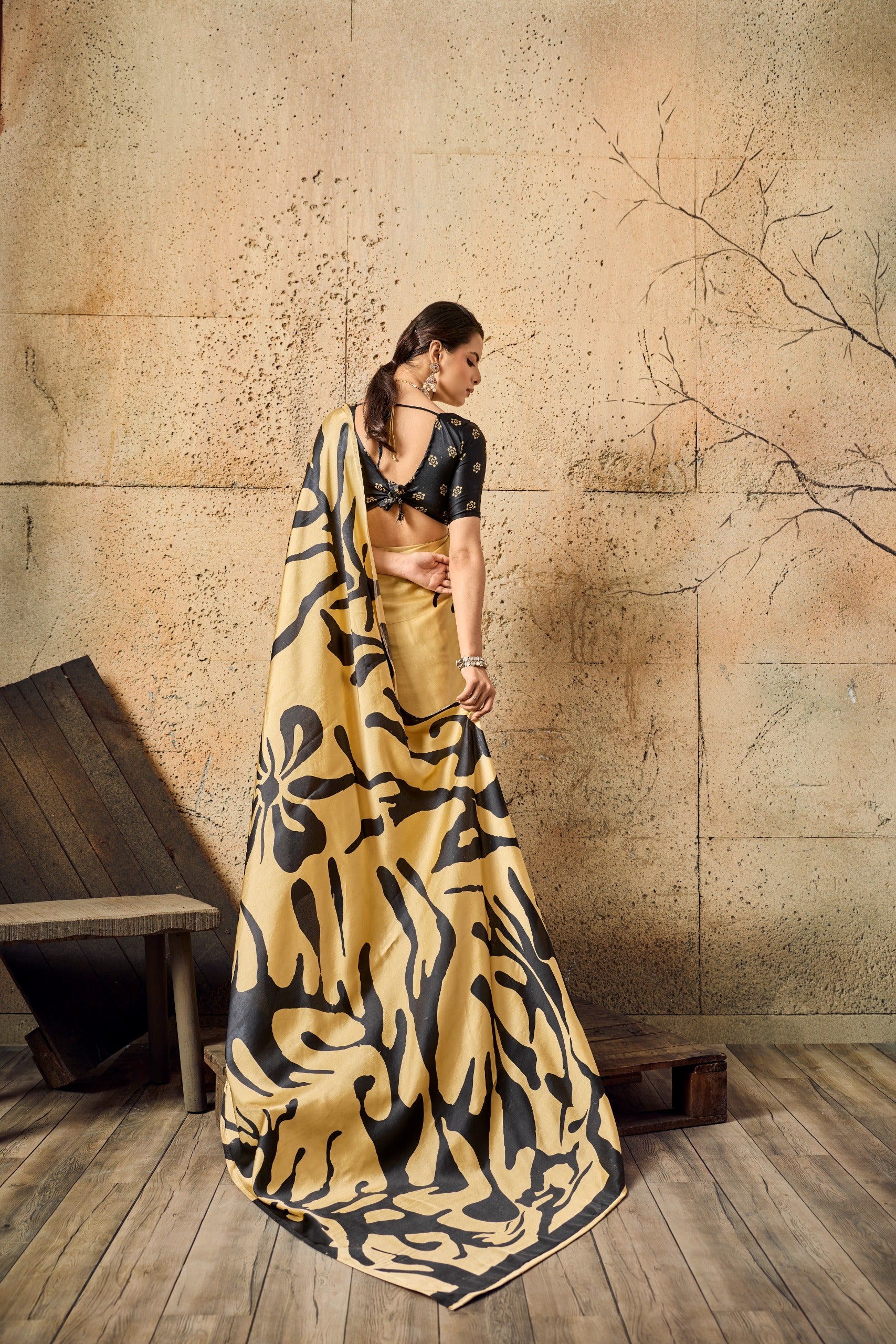 Pure Ajrakh Modal Satin Print Saree