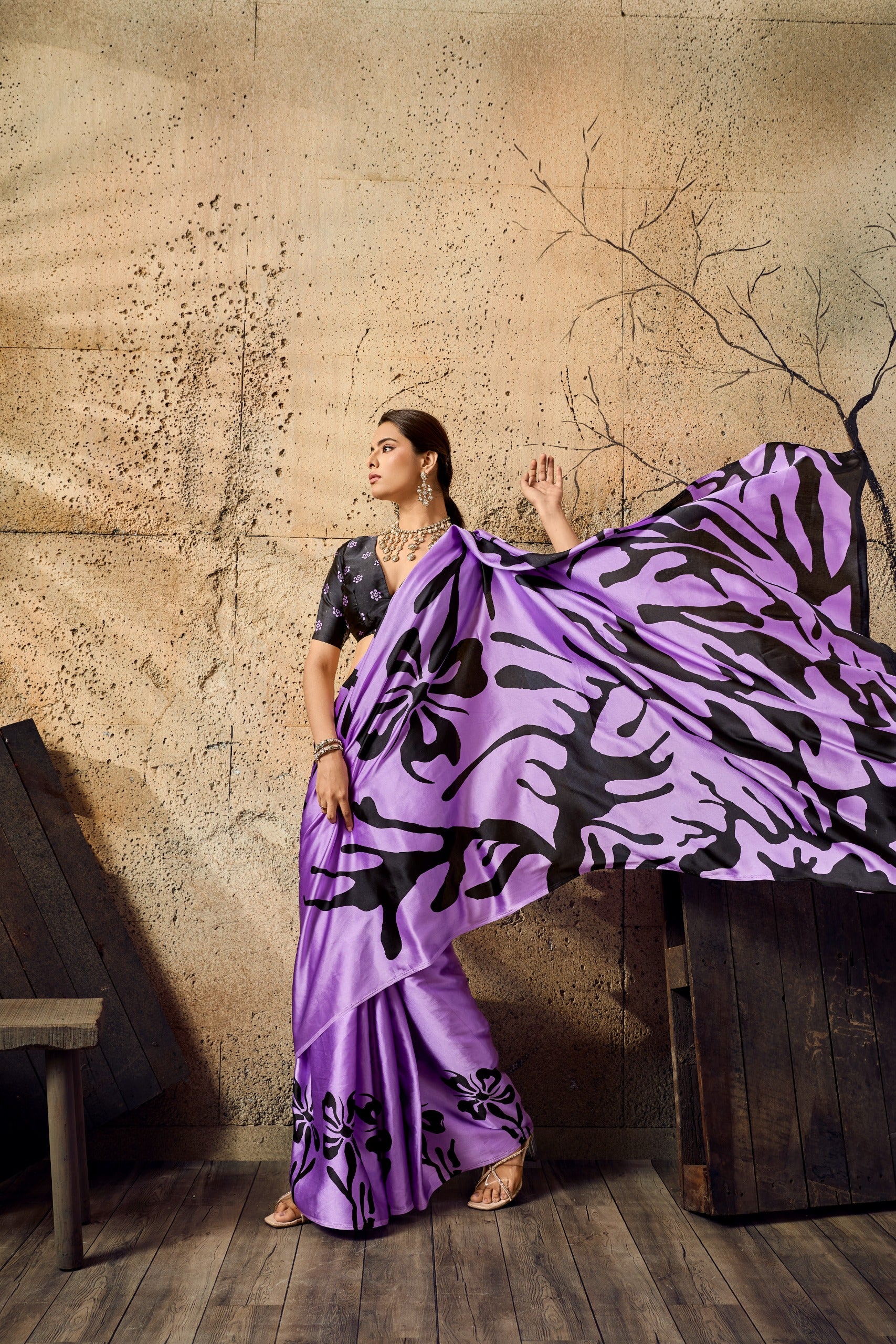 Pure Ajrakh Modal Satin Print Saree