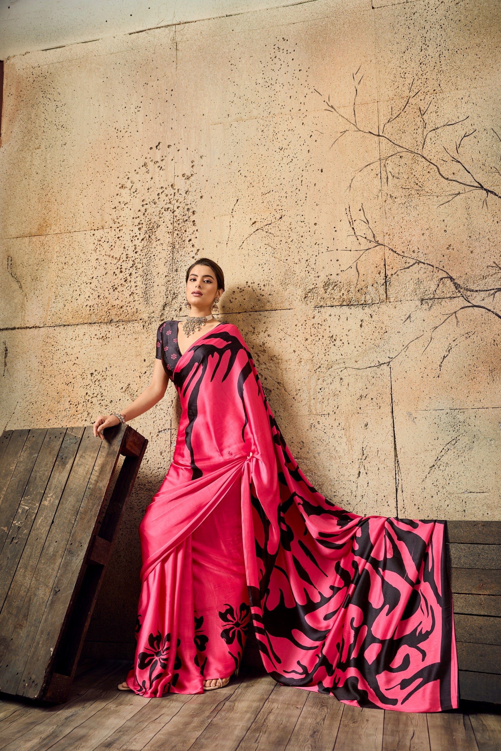 Pure Ajrakh Modal Satin Print Saree