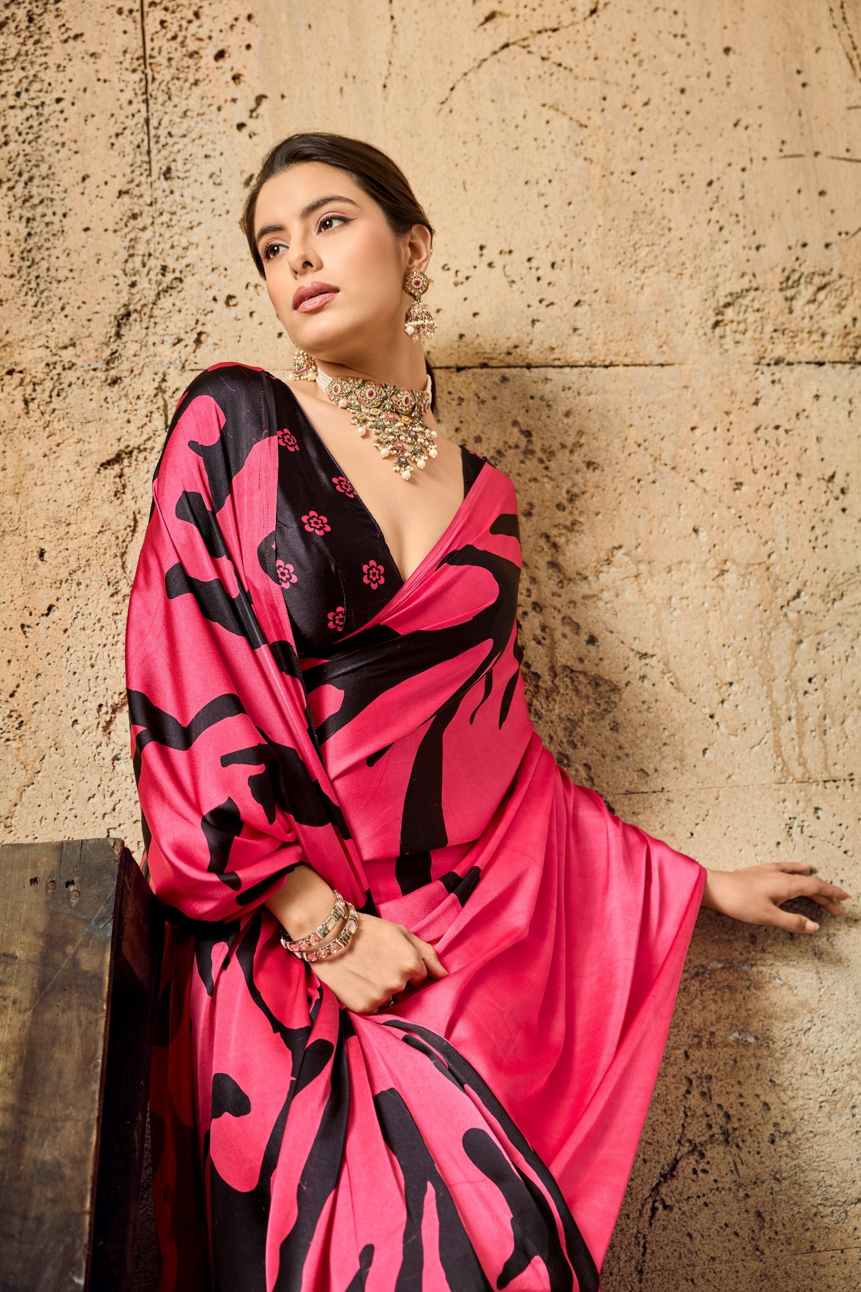 Pure Ajrakh Modal Satin Print Saree