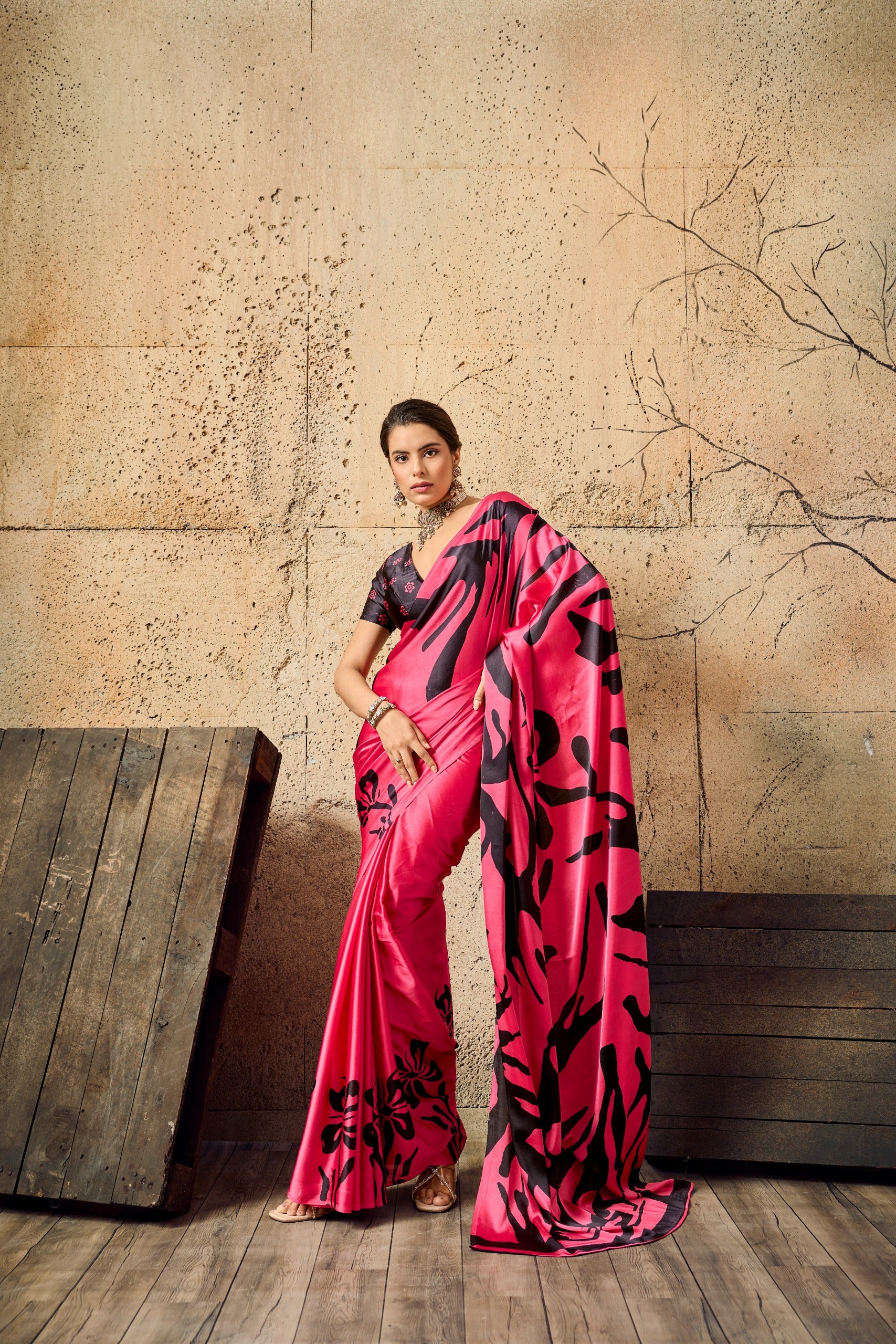 Pure Ajrakh Modal Satin Print Saree