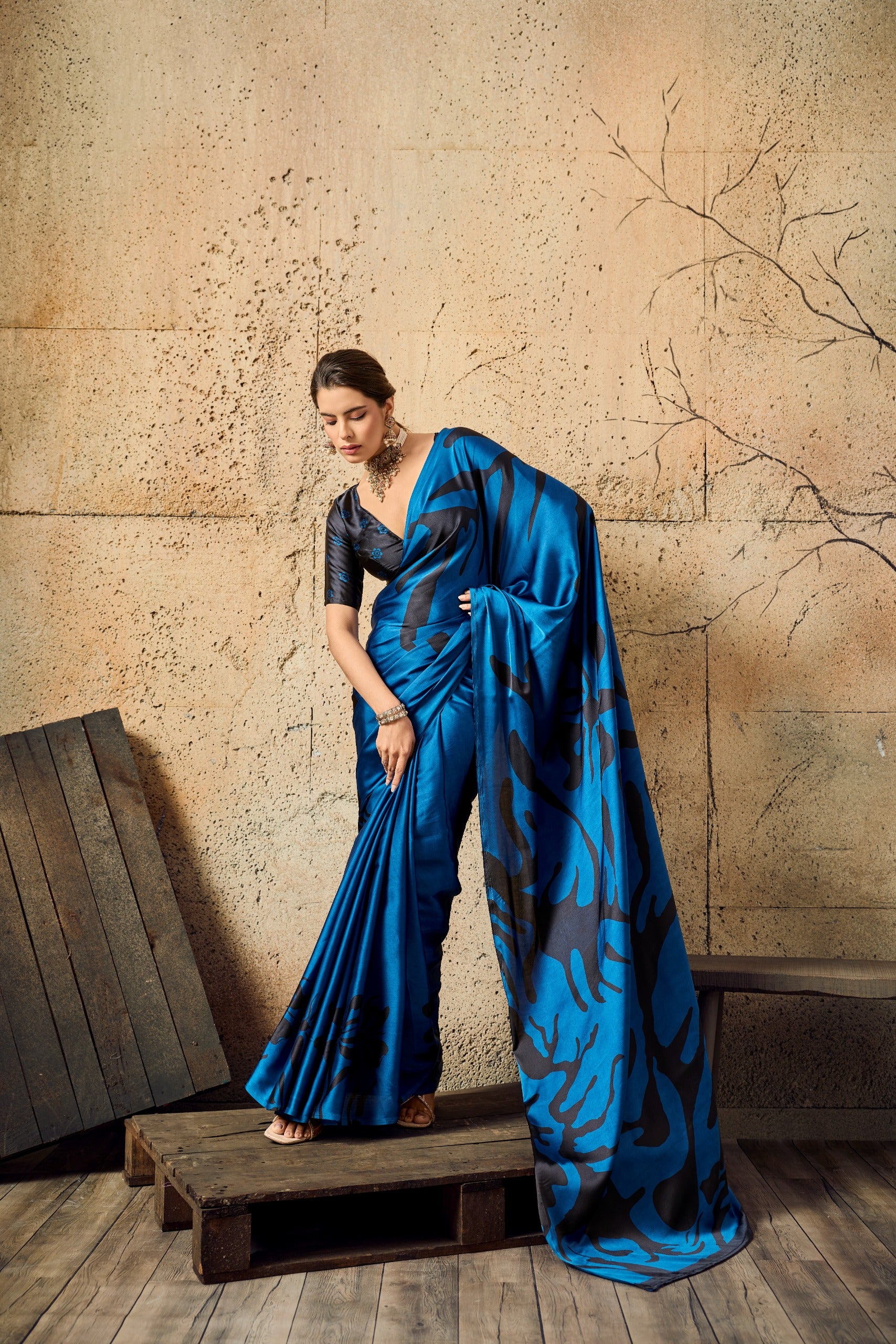 Pure Ajrakh Modal Satin Print Saree