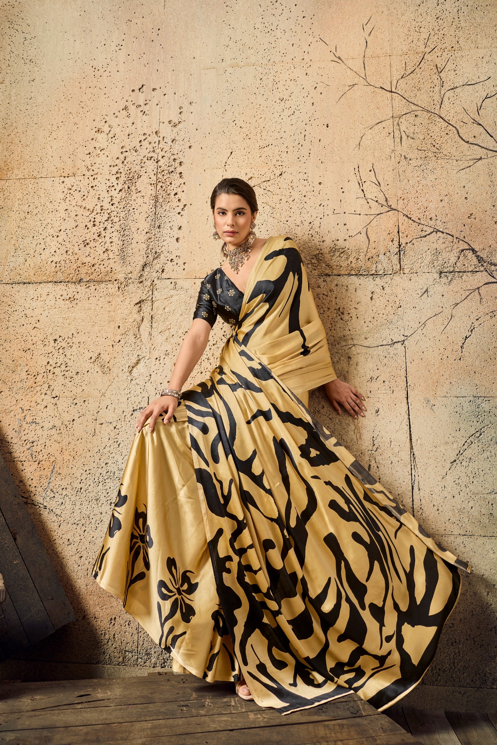 Pure Ajrakh Modal Satin Print Saree