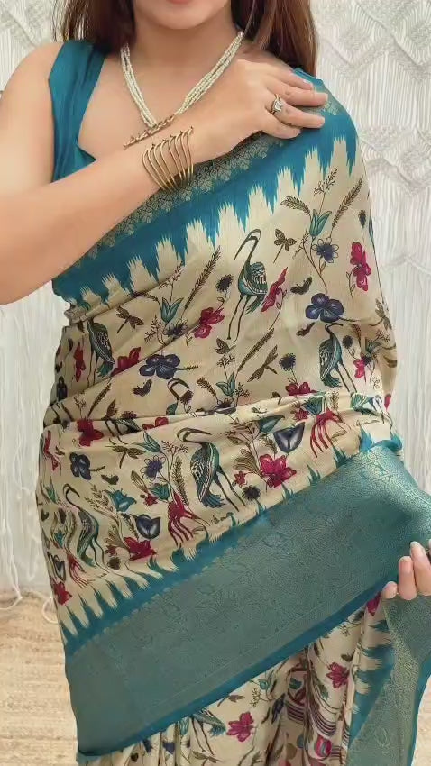 Hastkala Kalamkari Cotton Zari Jacquard Saree