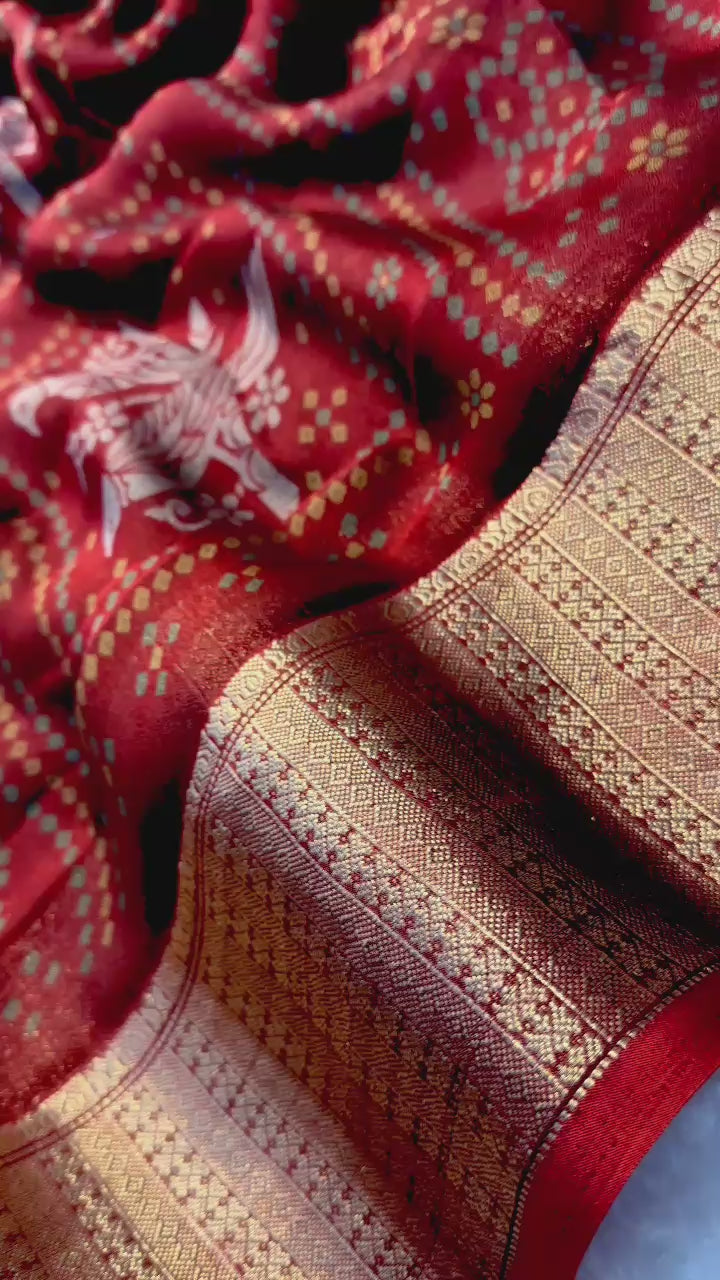 Banarasi Silk Saree – Maroon with Zari Buti