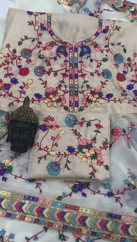 Georgette Kashmiri Embroidery Saree