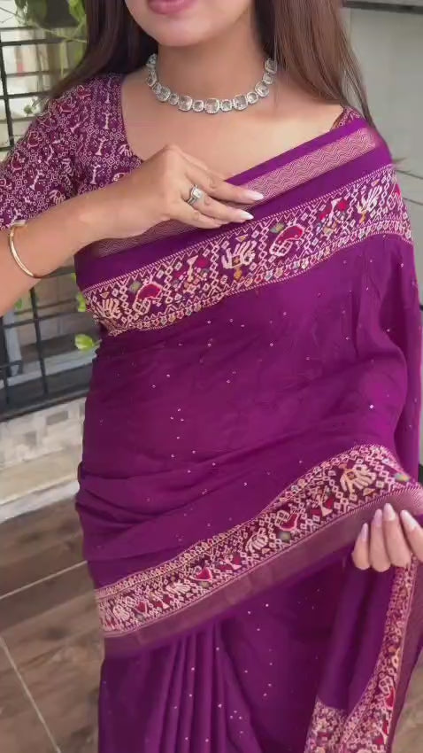 Pure Mul Cotton Ajrakh Saree with Zaal Thread Work