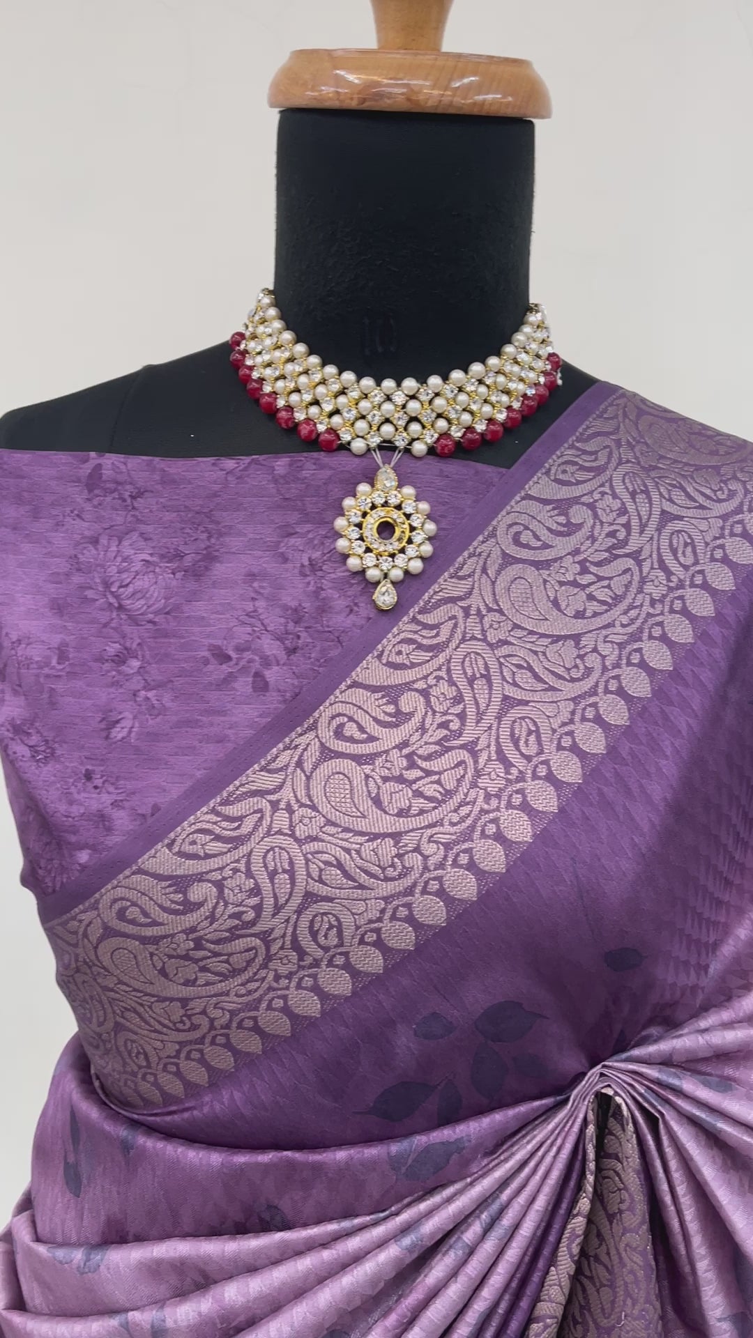 Lilac Vichitra Silk Digital Print Saree