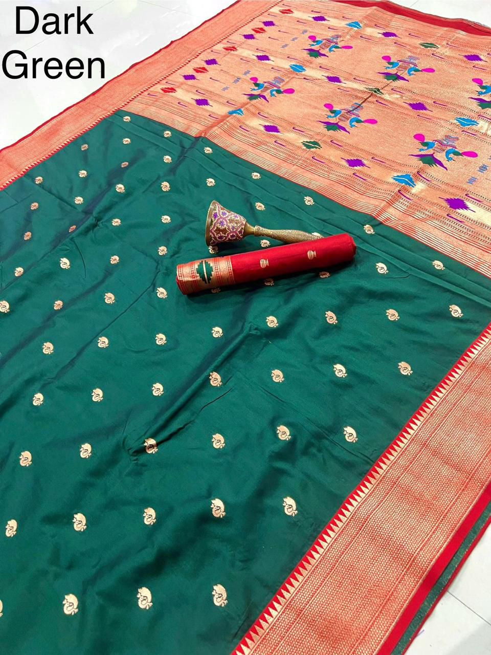Pure Soft Paithani Heritage Silk Saree with Minakari Peacock Border Saree