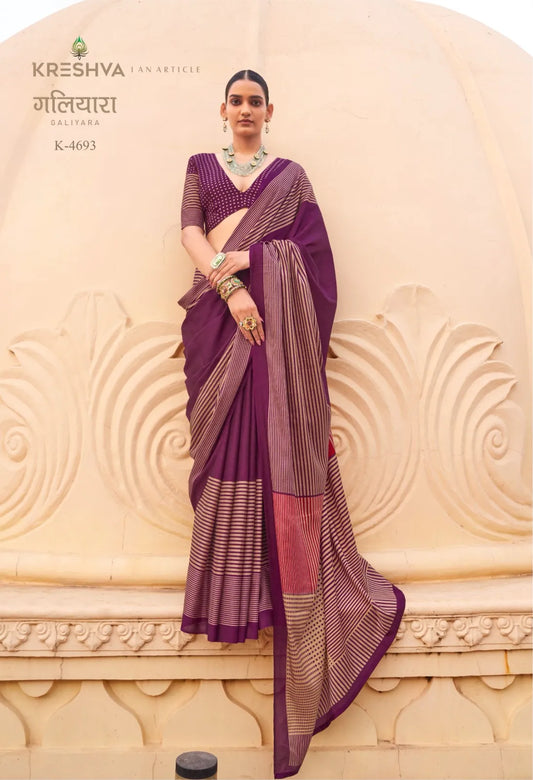 Galiyara P.V Swiss Crepe Silk Saree with Soft Bamboo Finish