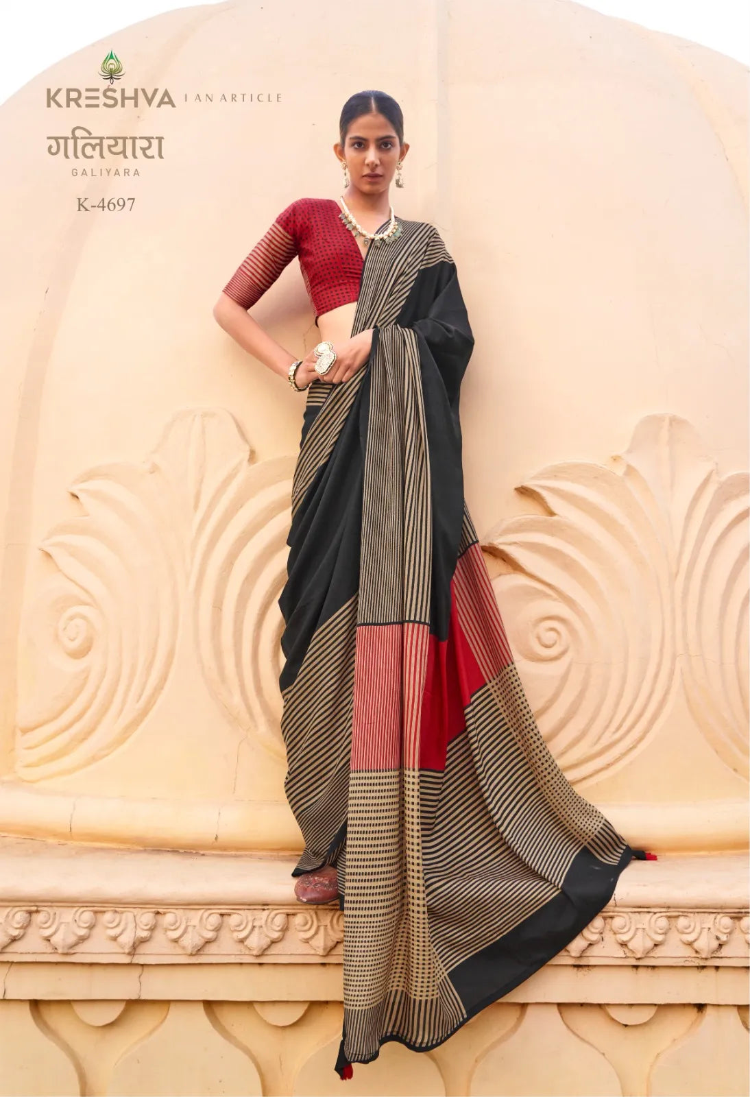Galiyara P.V Swiss Crepe Silk Saree with Soft Bamboo Finish