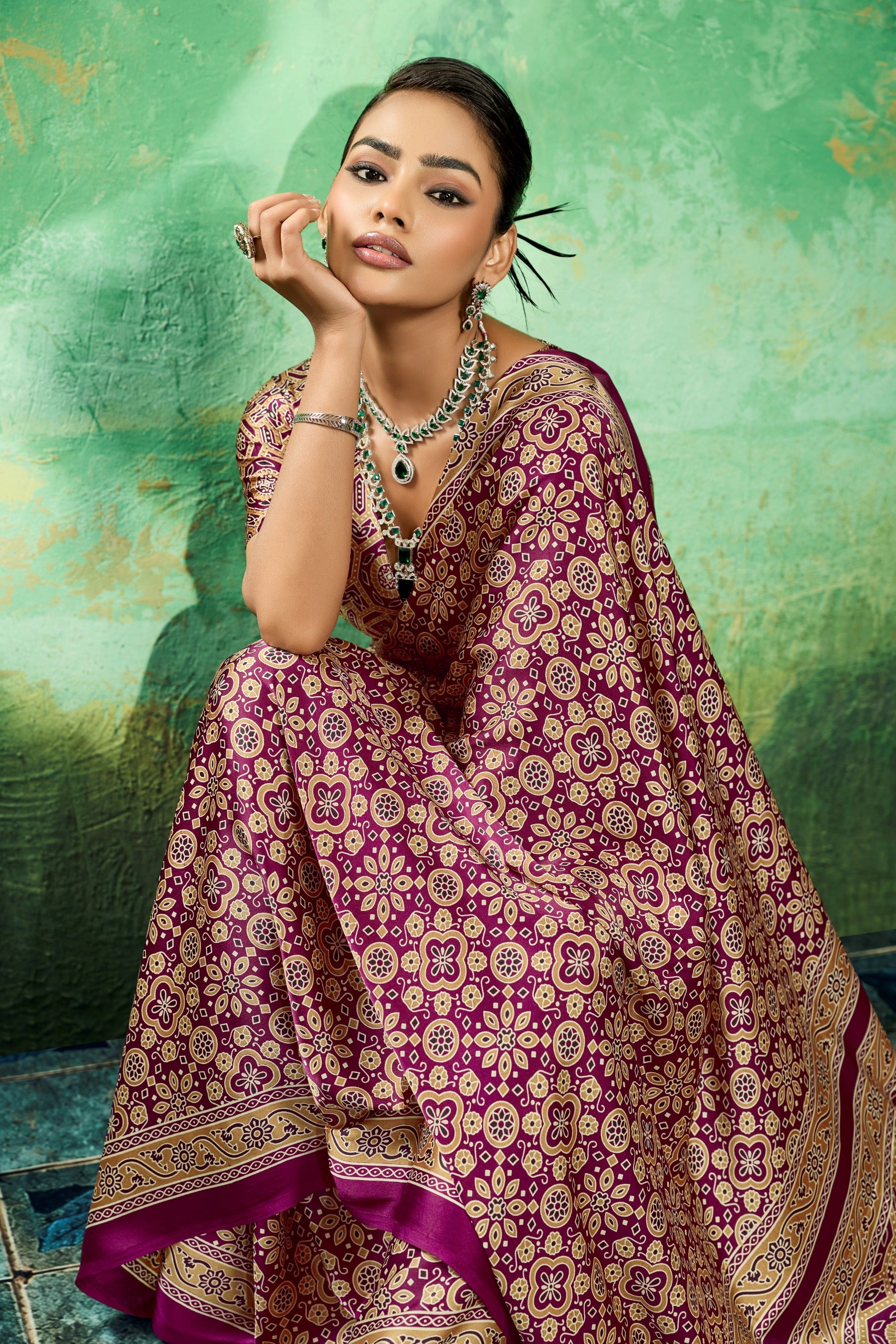 Pure Ajrakh Modal Satin Print Saree