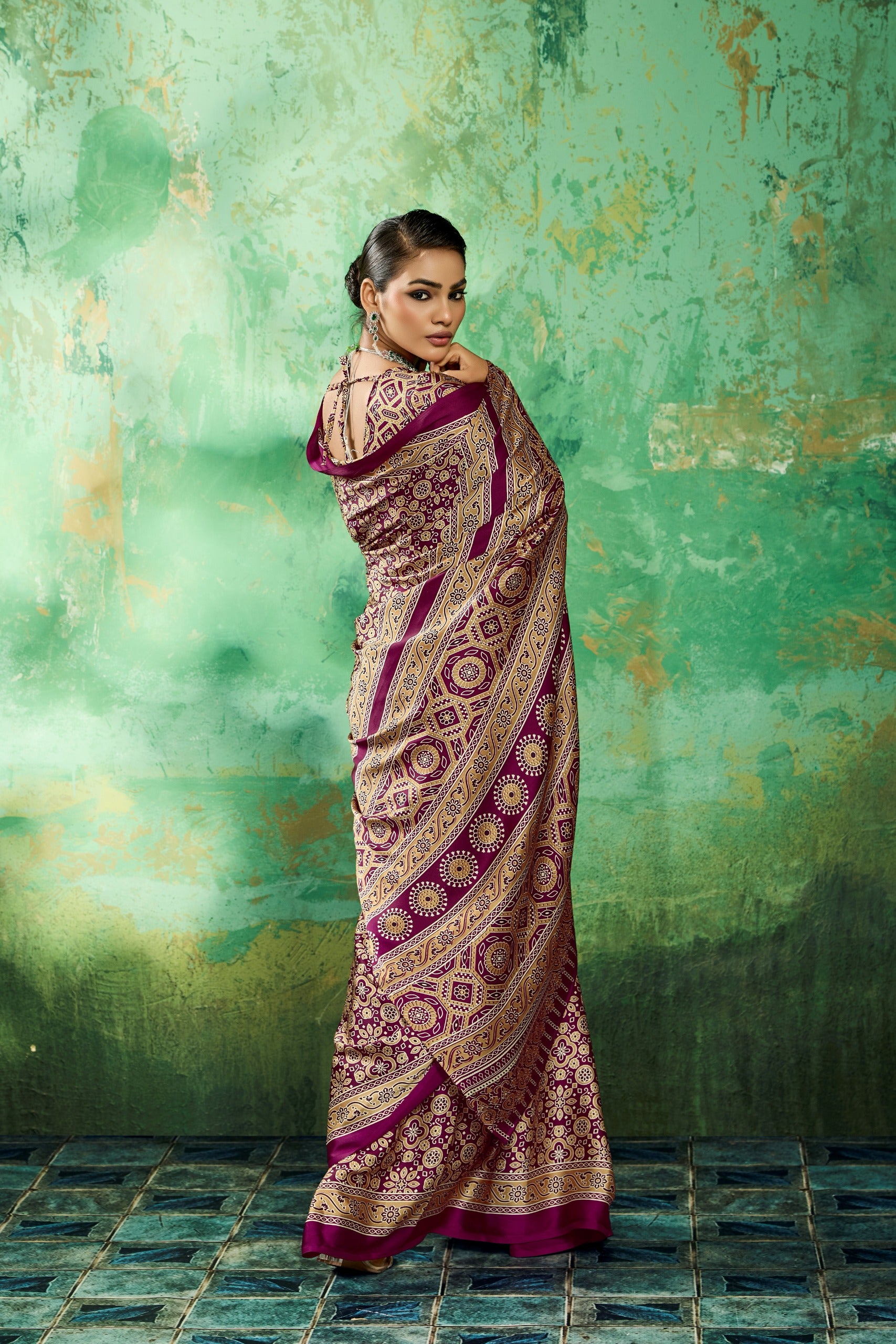 Pure Ajrakh Modal Satin Print Saree