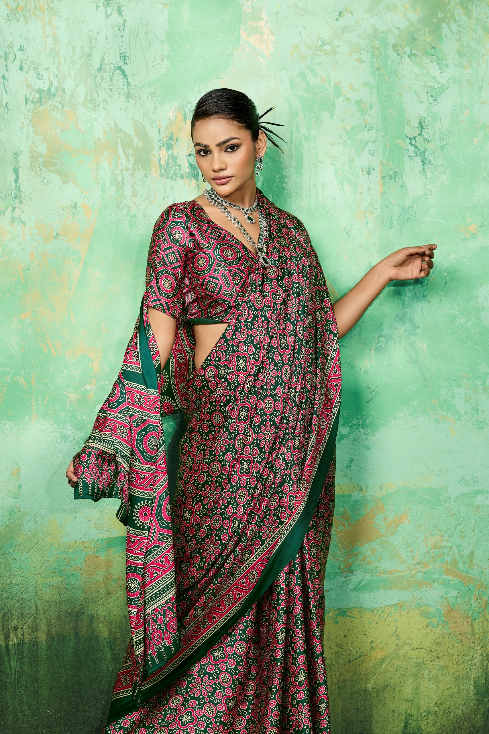 Pure Ajrakh Modal Satin Print Saree
