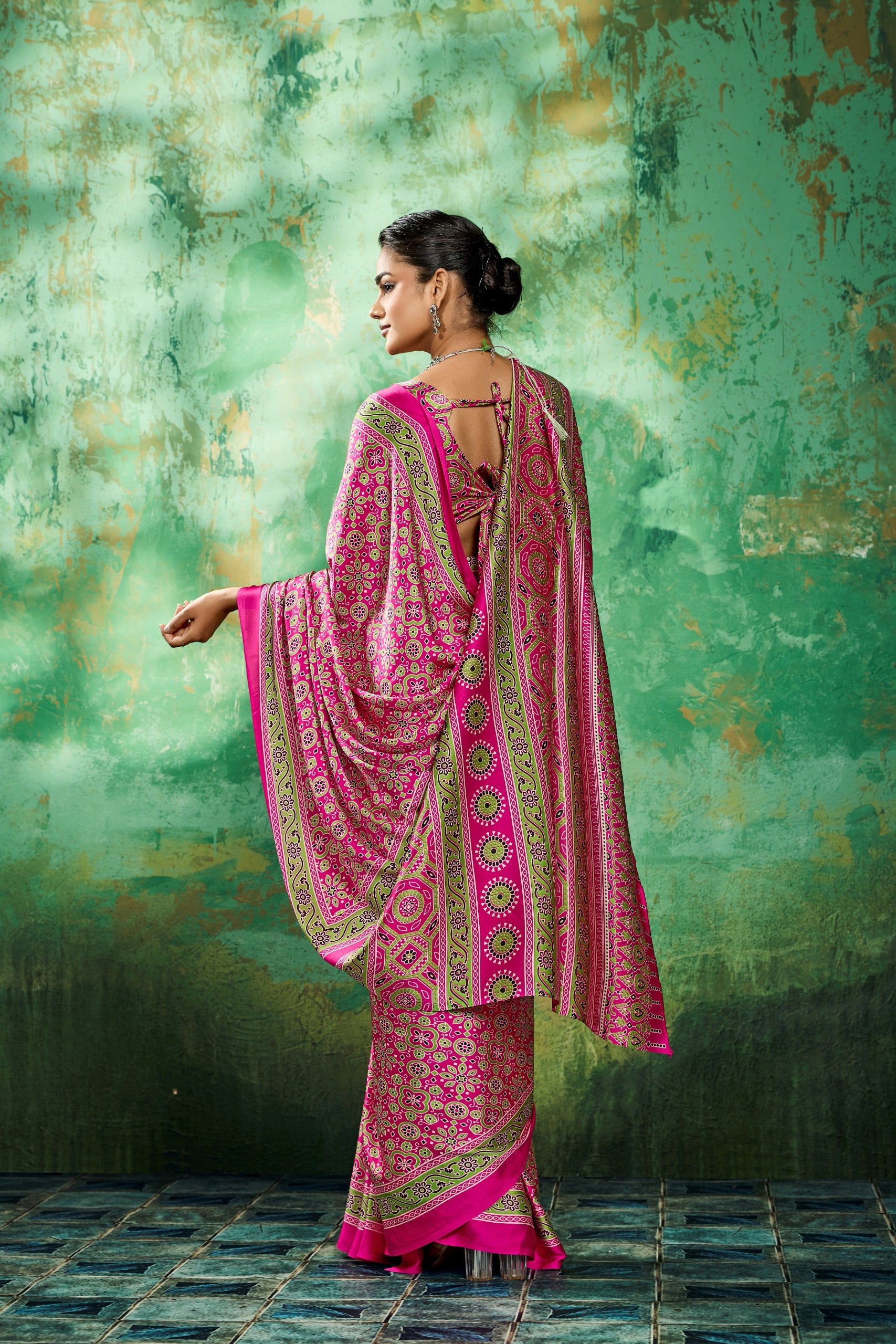 Pure Ajrakh Modal Satin Print Saree
