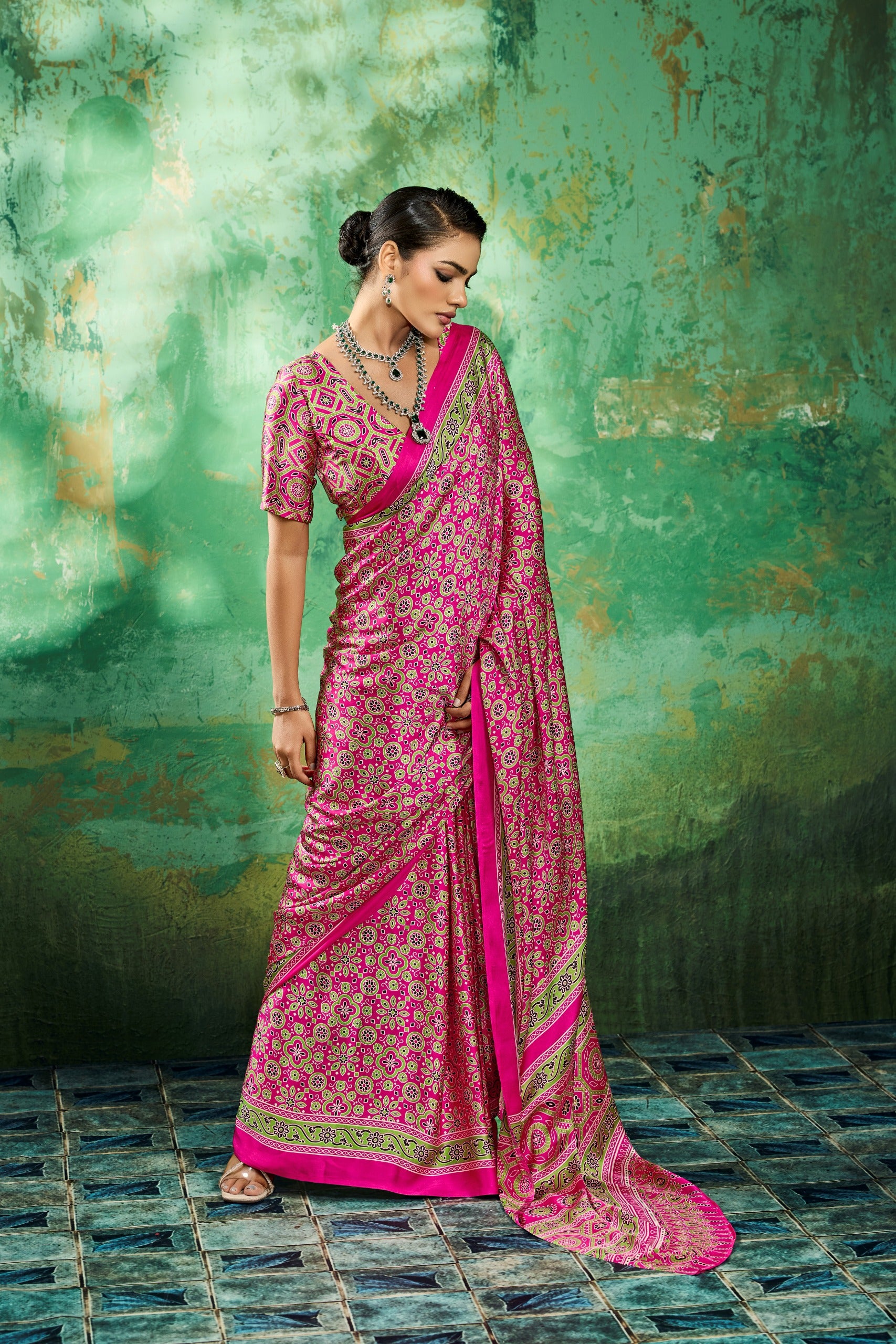 Pure Ajrakh Modal Satin Print Saree