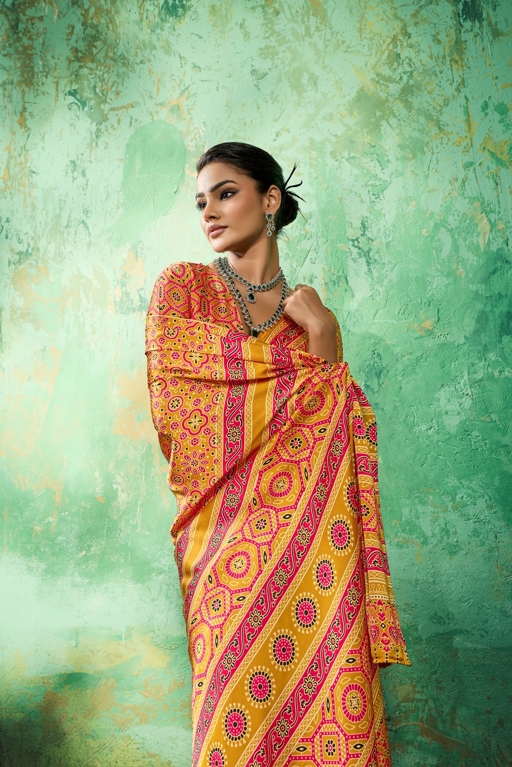 Pure Ajrakh Modal Satin Print Saree