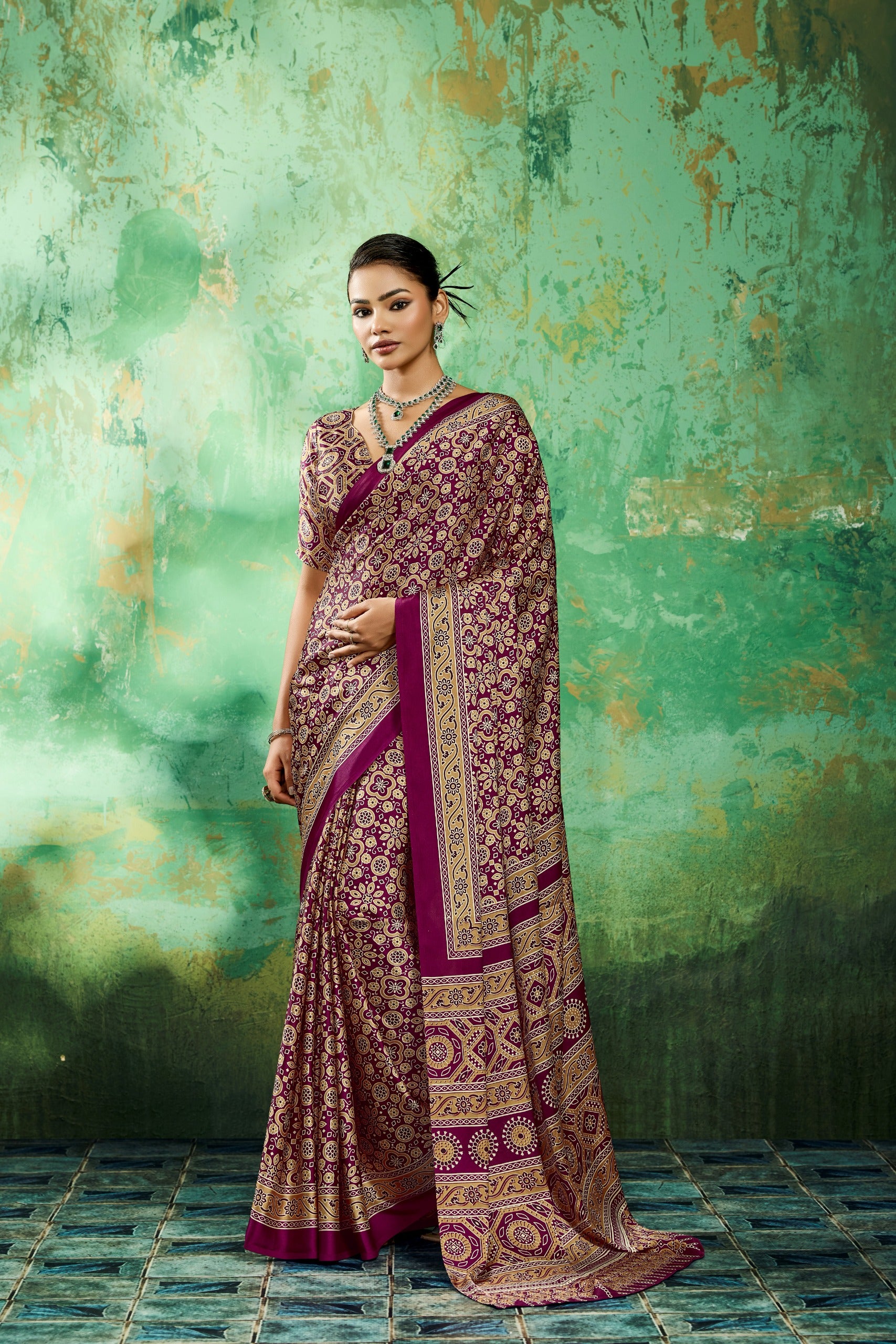 Pure Ajrakh Modal Satin Print Saree