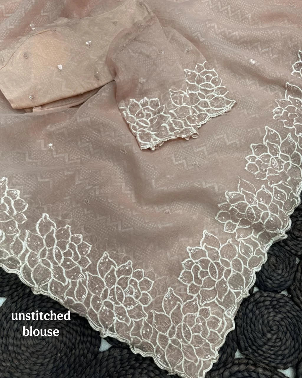 Shreya Glass Shimmer Saree with Heavy Thread & Sequin Embroidery