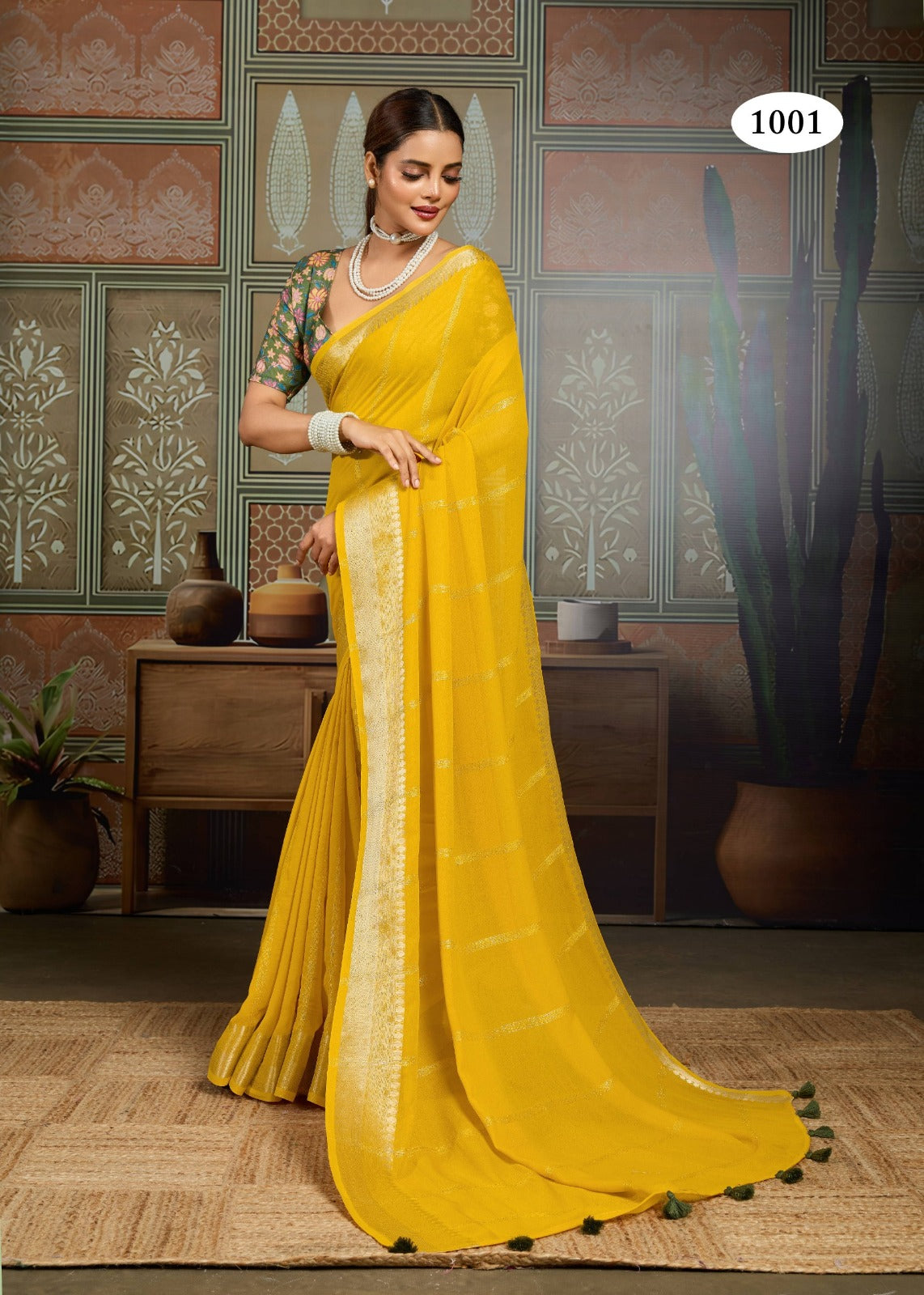 Silkara Premium Tusser Saree with Zari Lining, Weaving Border & Tassels