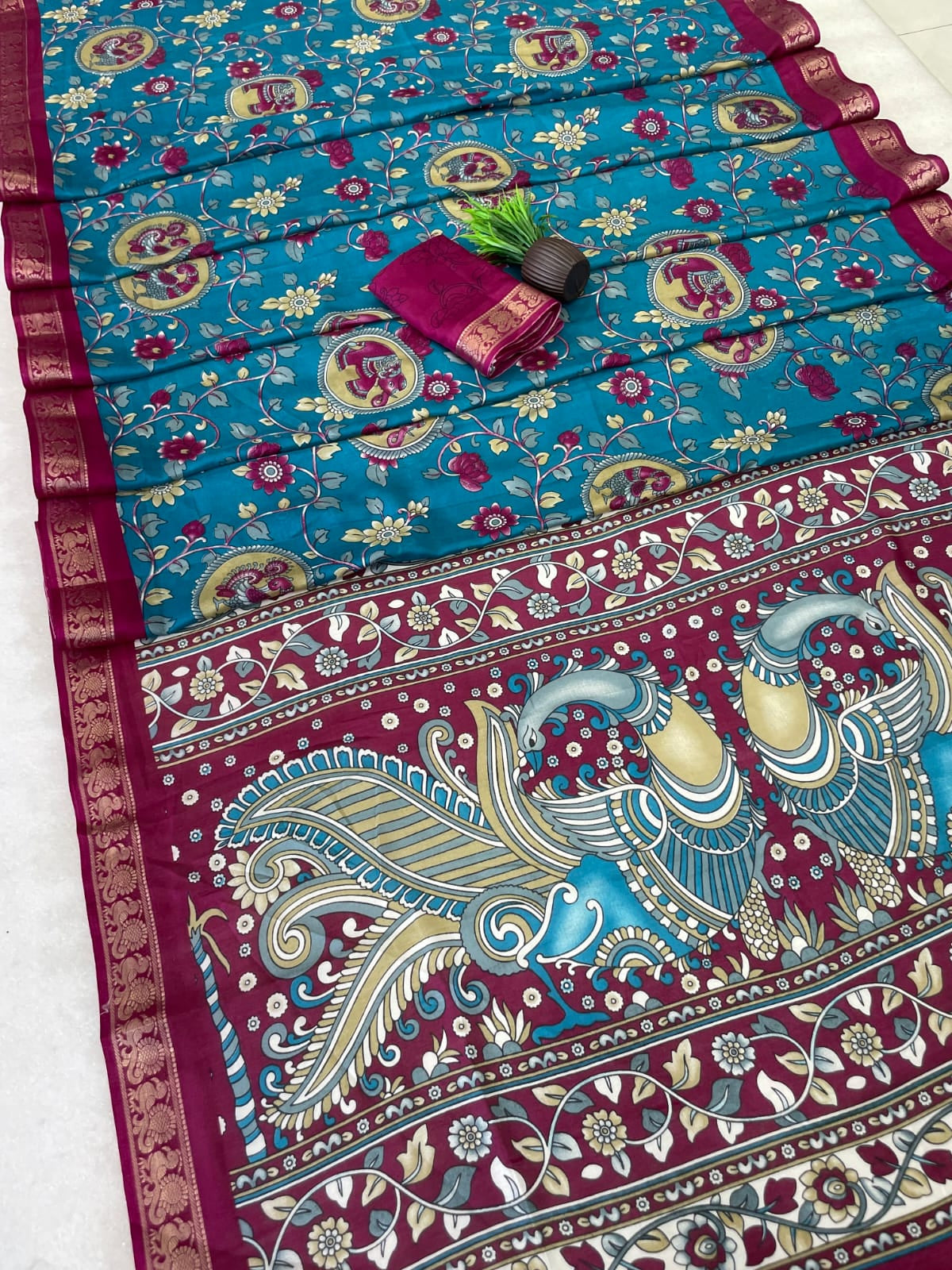Soft Dola Silk Saree Kamalkari print