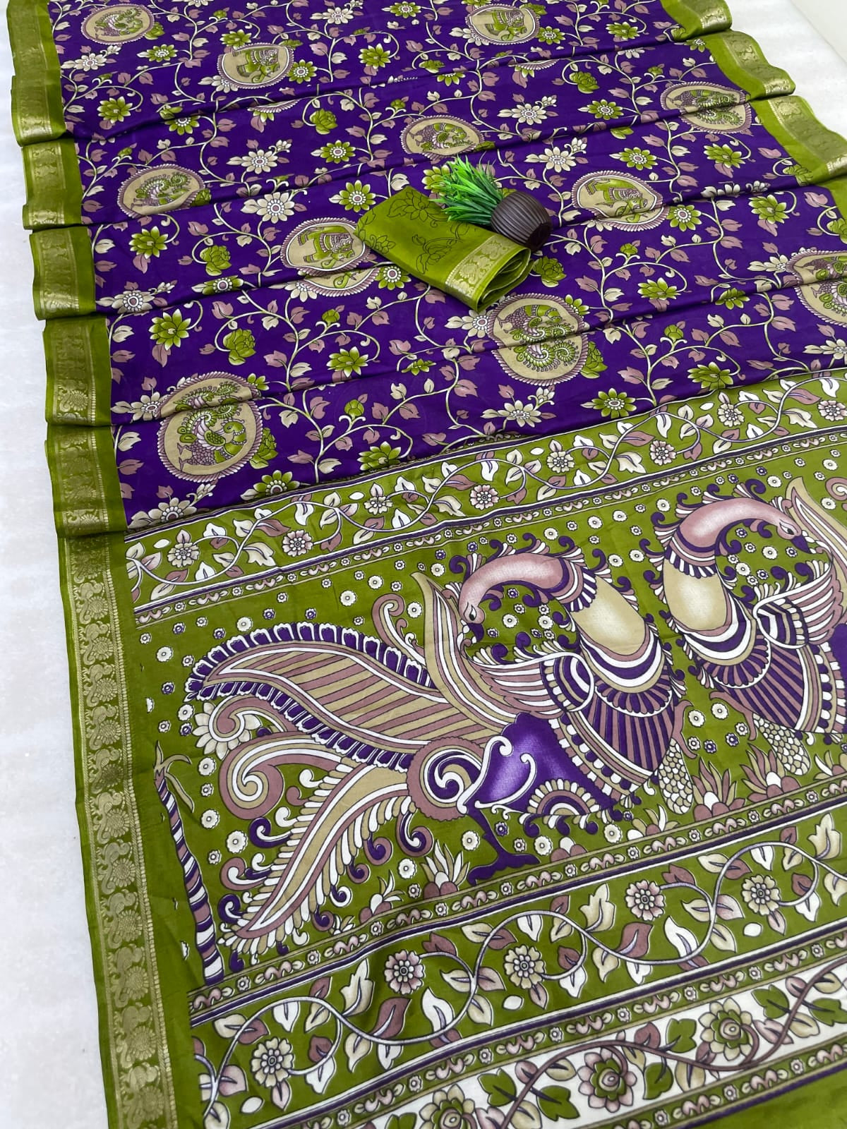 Soft Dola Silk Saree Kamalkari print