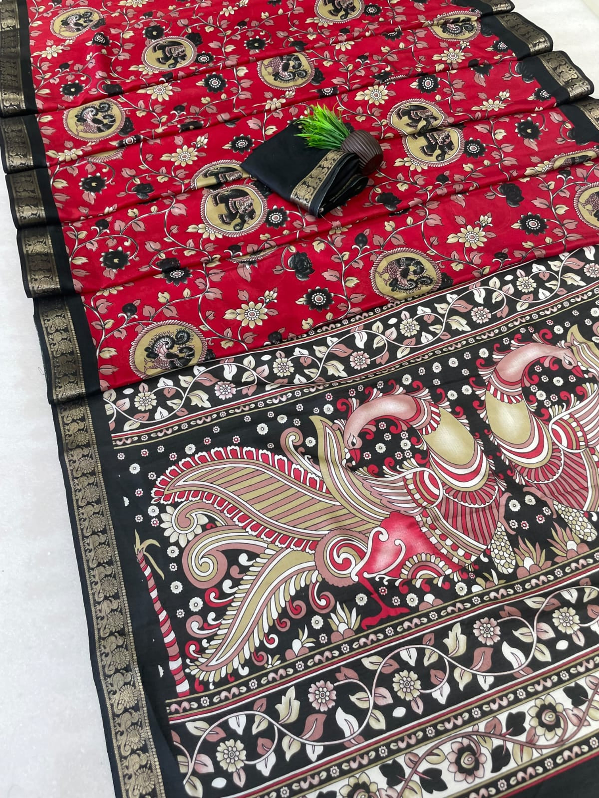 Soft Dola Silk Saree Kamalkari print