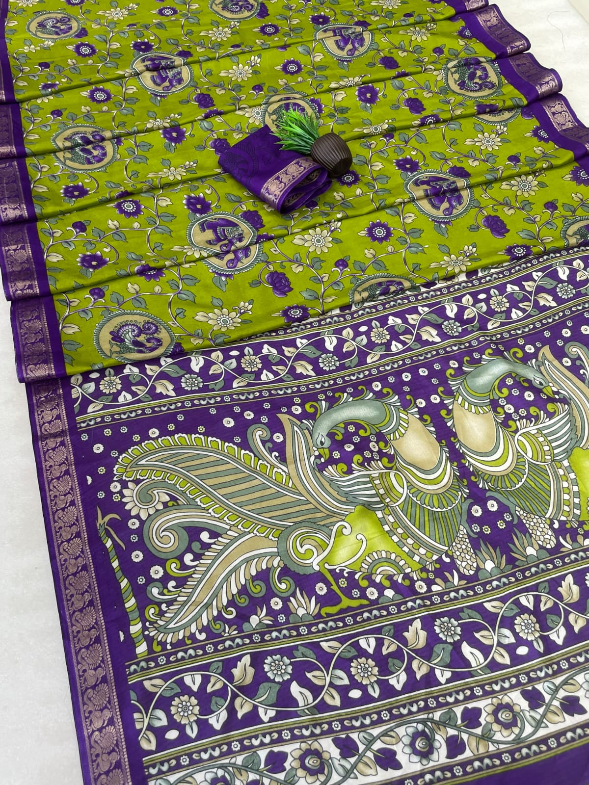 Soft Dola Silk Saree Kamalkari print
