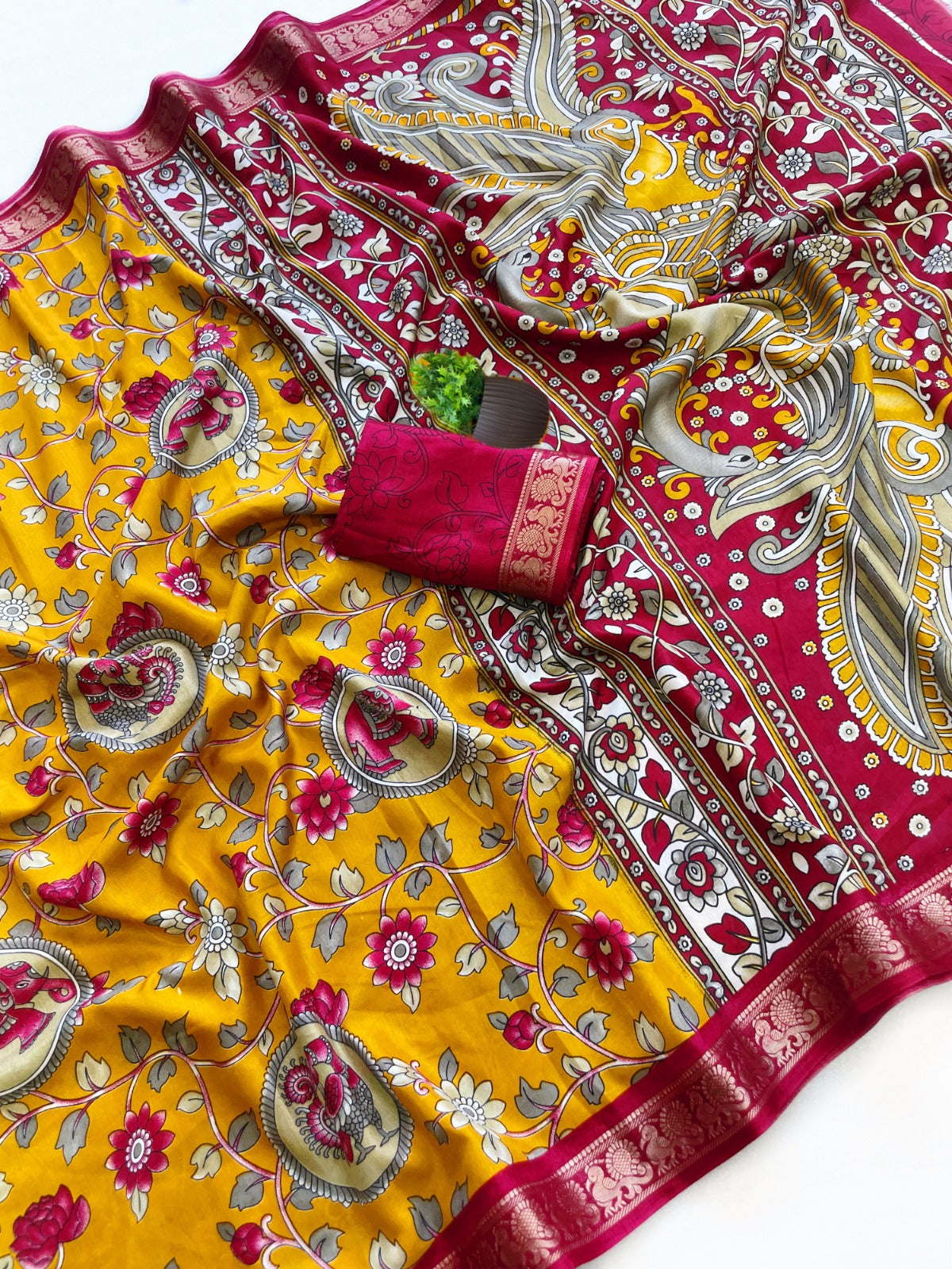 Soft Dola Silk Saree Kamalkari print