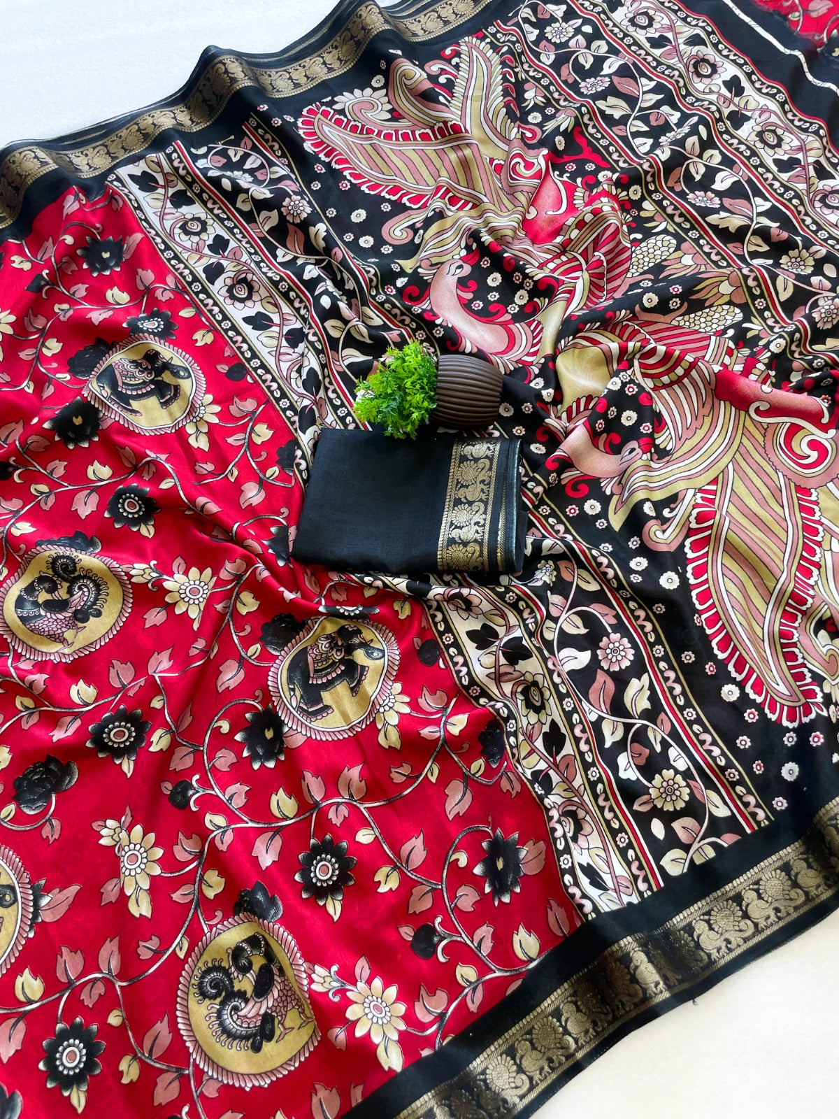 Soft Dola Silk Saree Kamalkari print