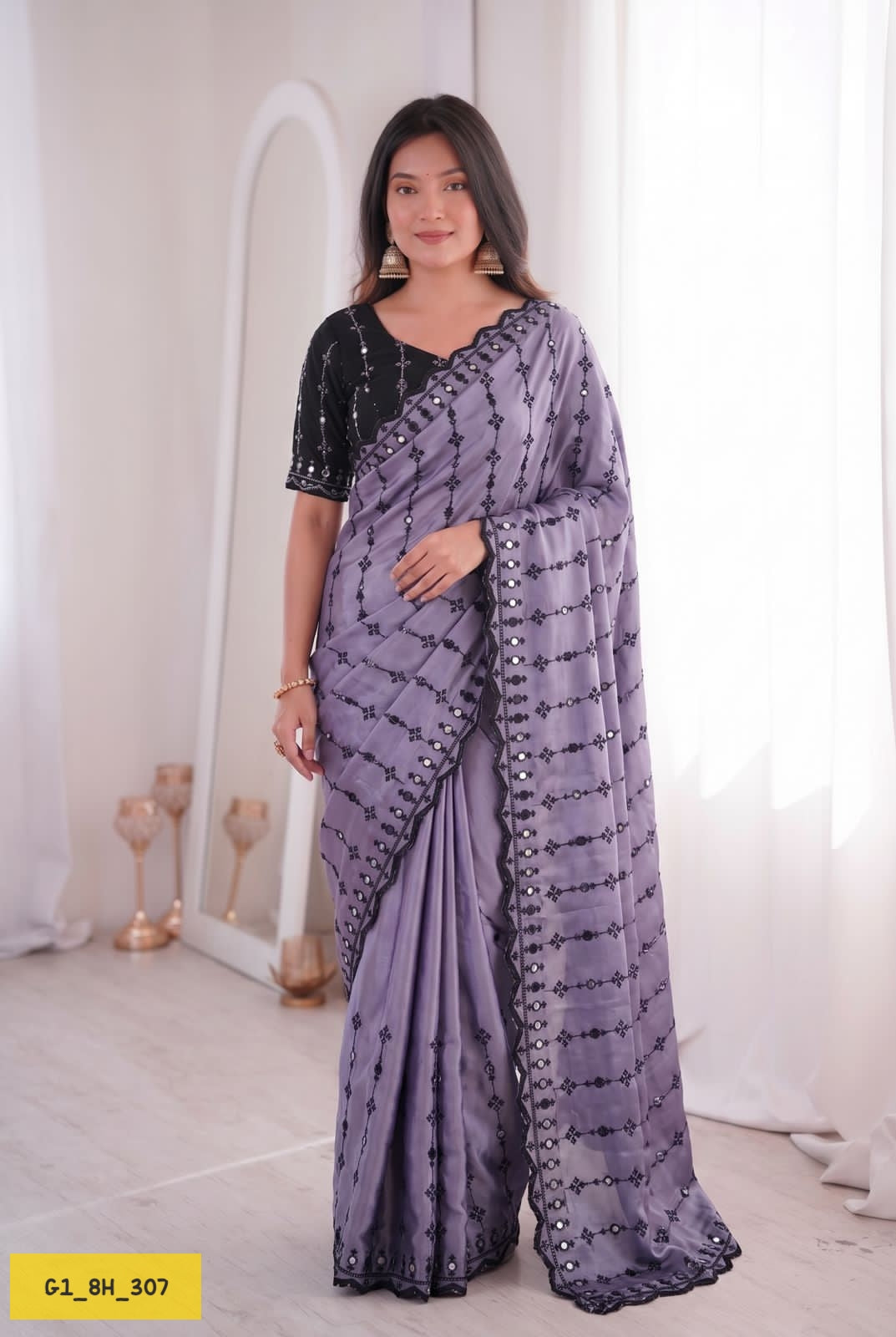 Soft Rangoli Heavy Sequence & Mirror Work Saree