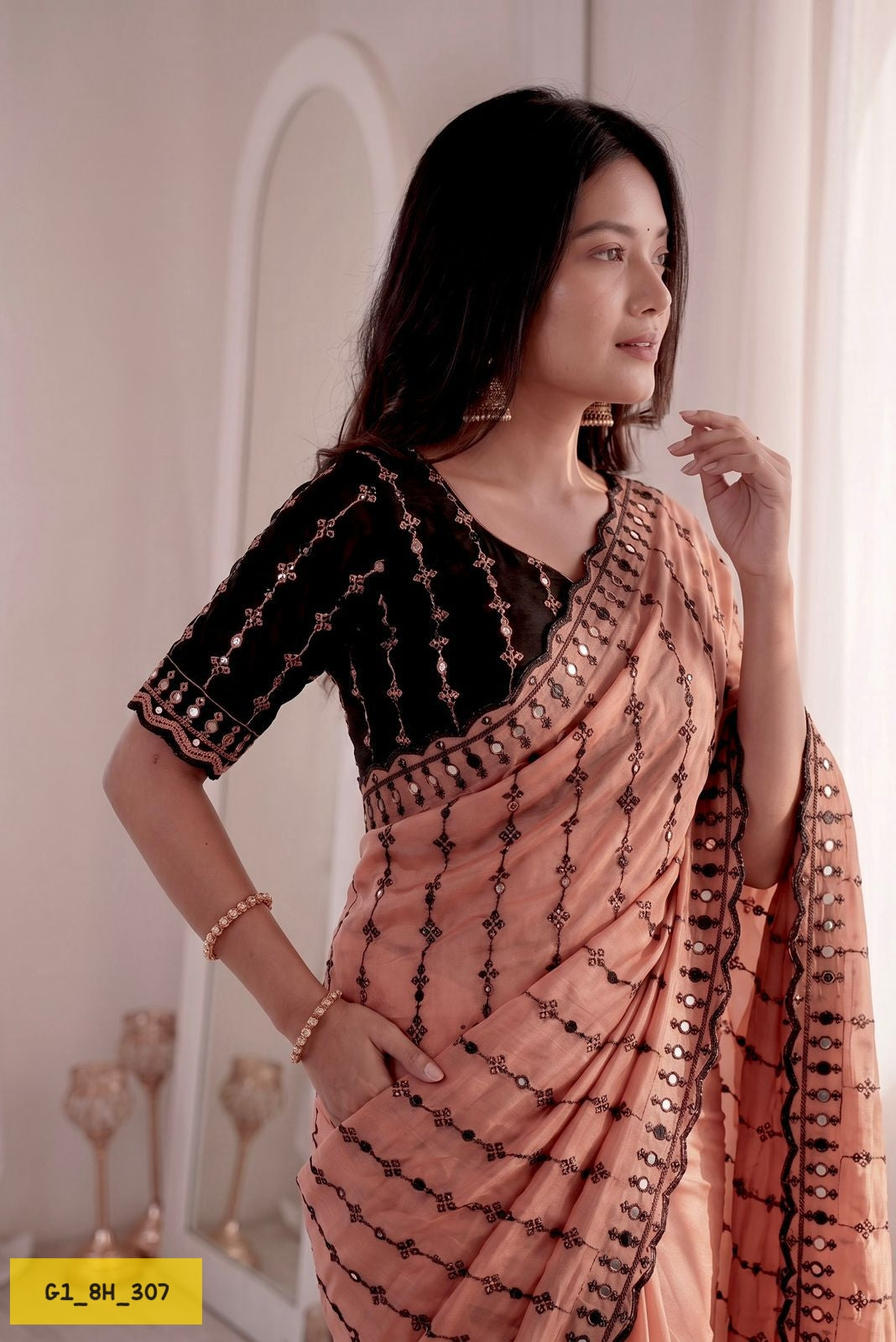 Soft Rangoli Heavy Sequence & Mirror Work Saree