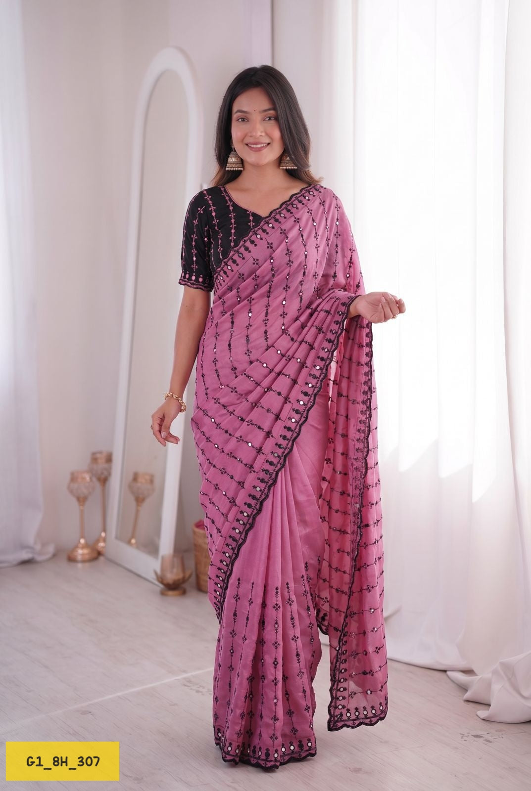 Soft Rangoli Heavy Sequence & Mirror Work Saree