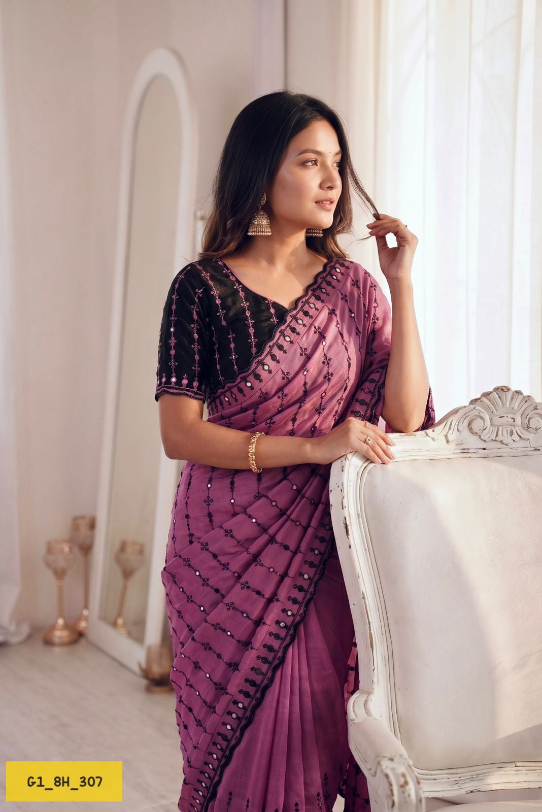 Soft Rangoli Heavy Sequence & Mirror Work Saree