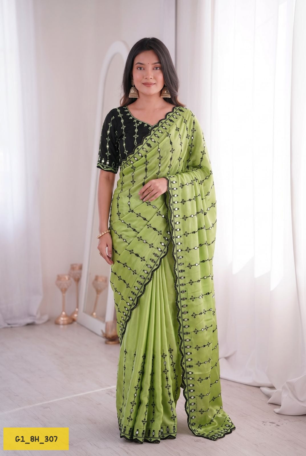 Soft Rangoli Heavy Sequence & Mirror Work Saree