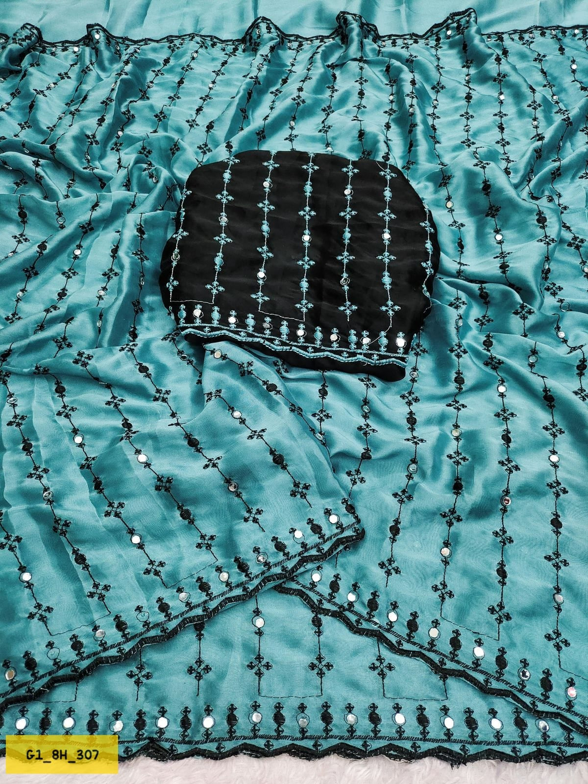 Soft Rangoli Heavy Sequence & Mirror Work Saree