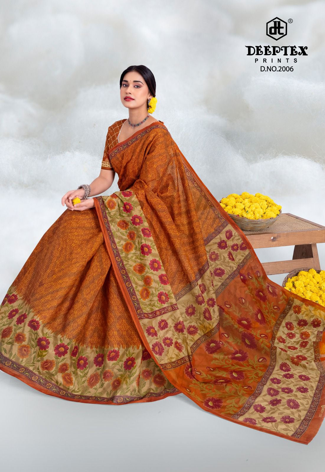 Vibrant Premium Cotton Printed Saree