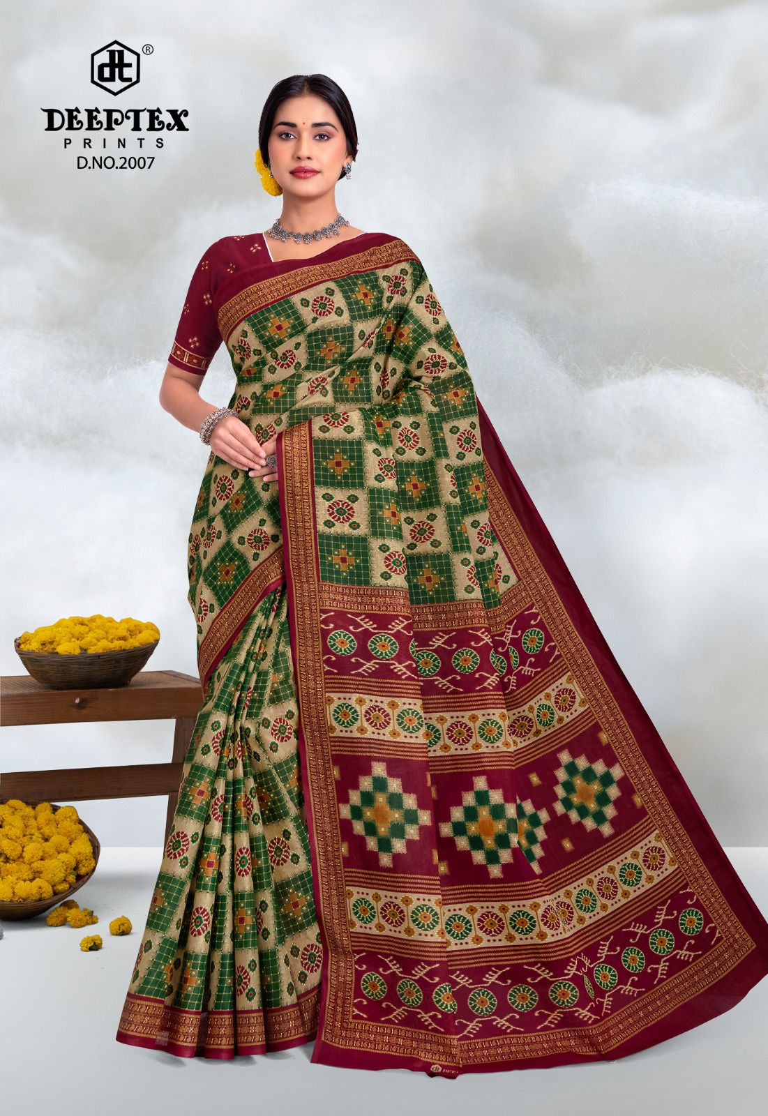 Vibrant Premium Cotton Printed Saree