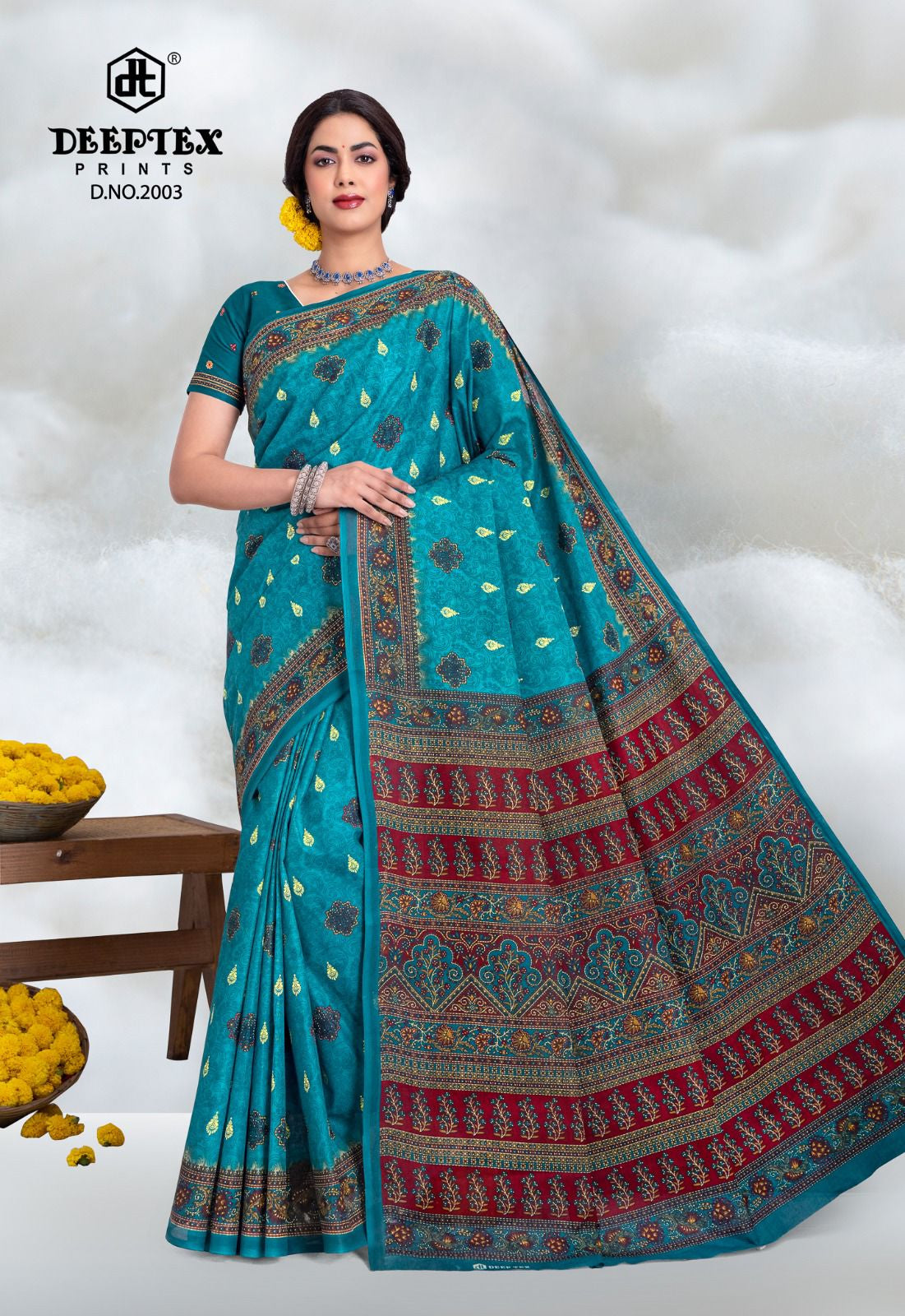 Vibrant Premium Cotton Printed Saree