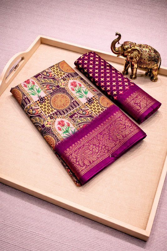 Vintage Mughal Art Silk Saree
