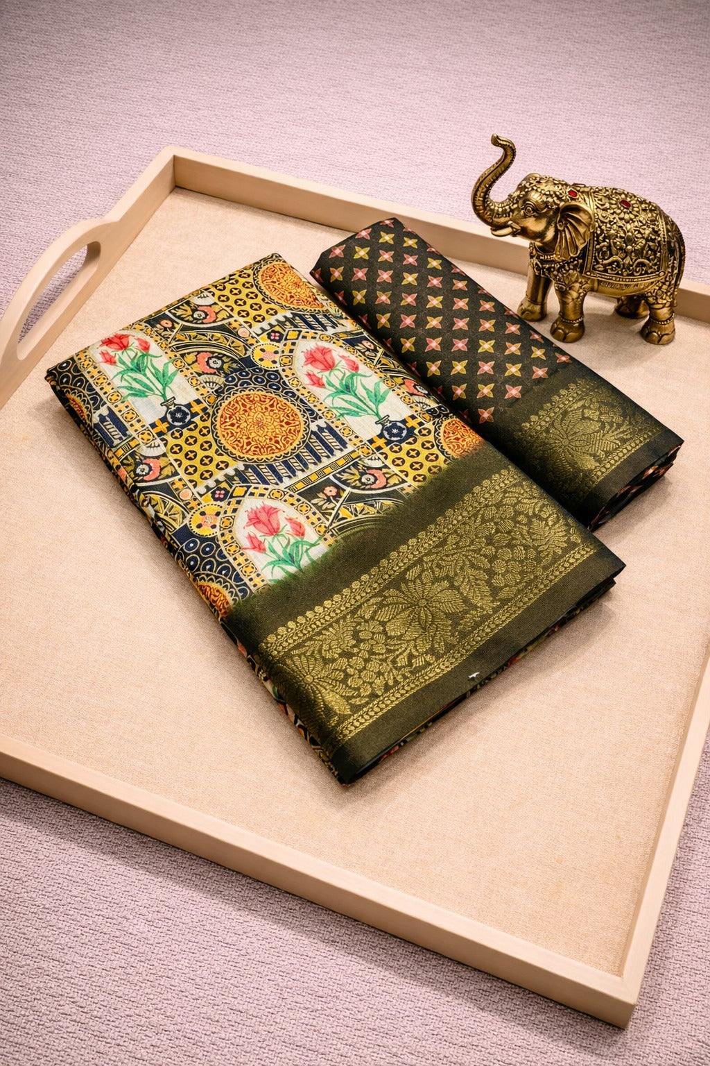 Vintage Mughal Art Silk Saree