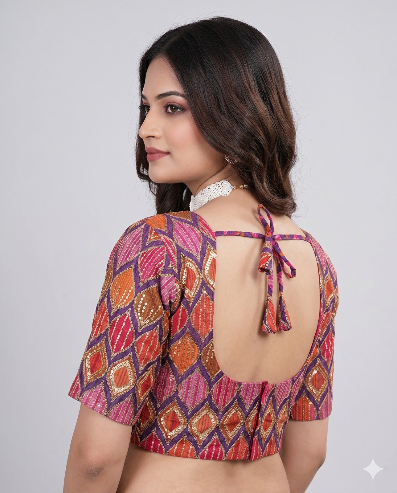 Queen Pink Sweetheart Neck Designer Embroidered Blouse