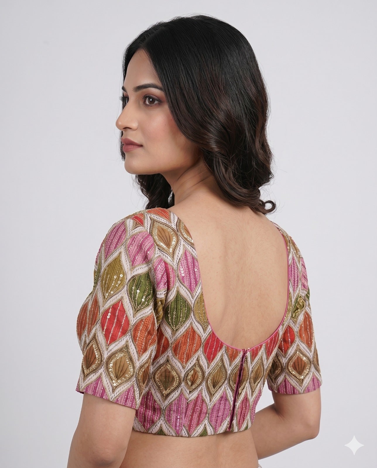 Pink Sweetheart Neck Designer Embroidered Blouse
